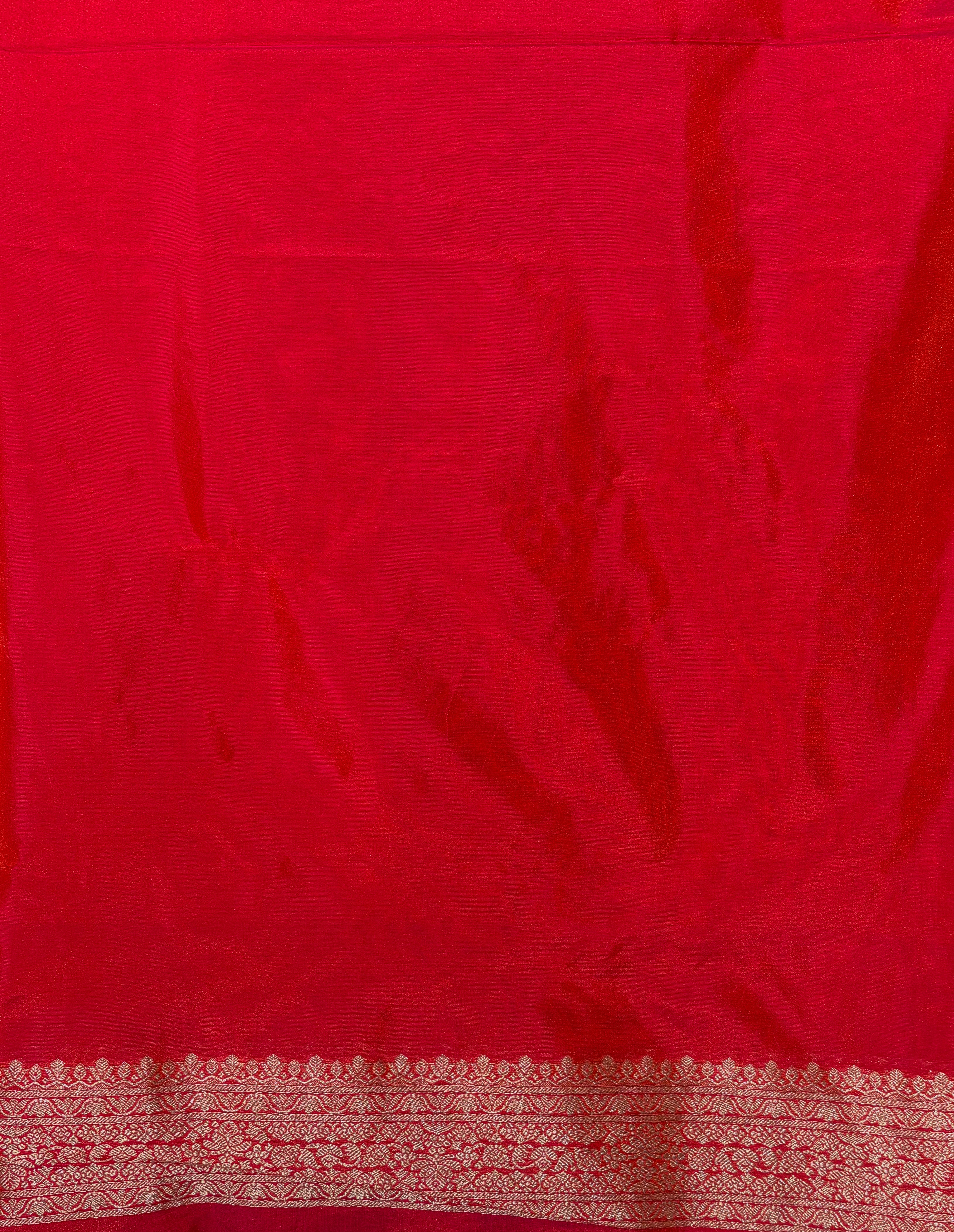 WAAH BANARAS 105: Reddish Pink Semi Katan Silk Saree with Elegant Zari Weaving