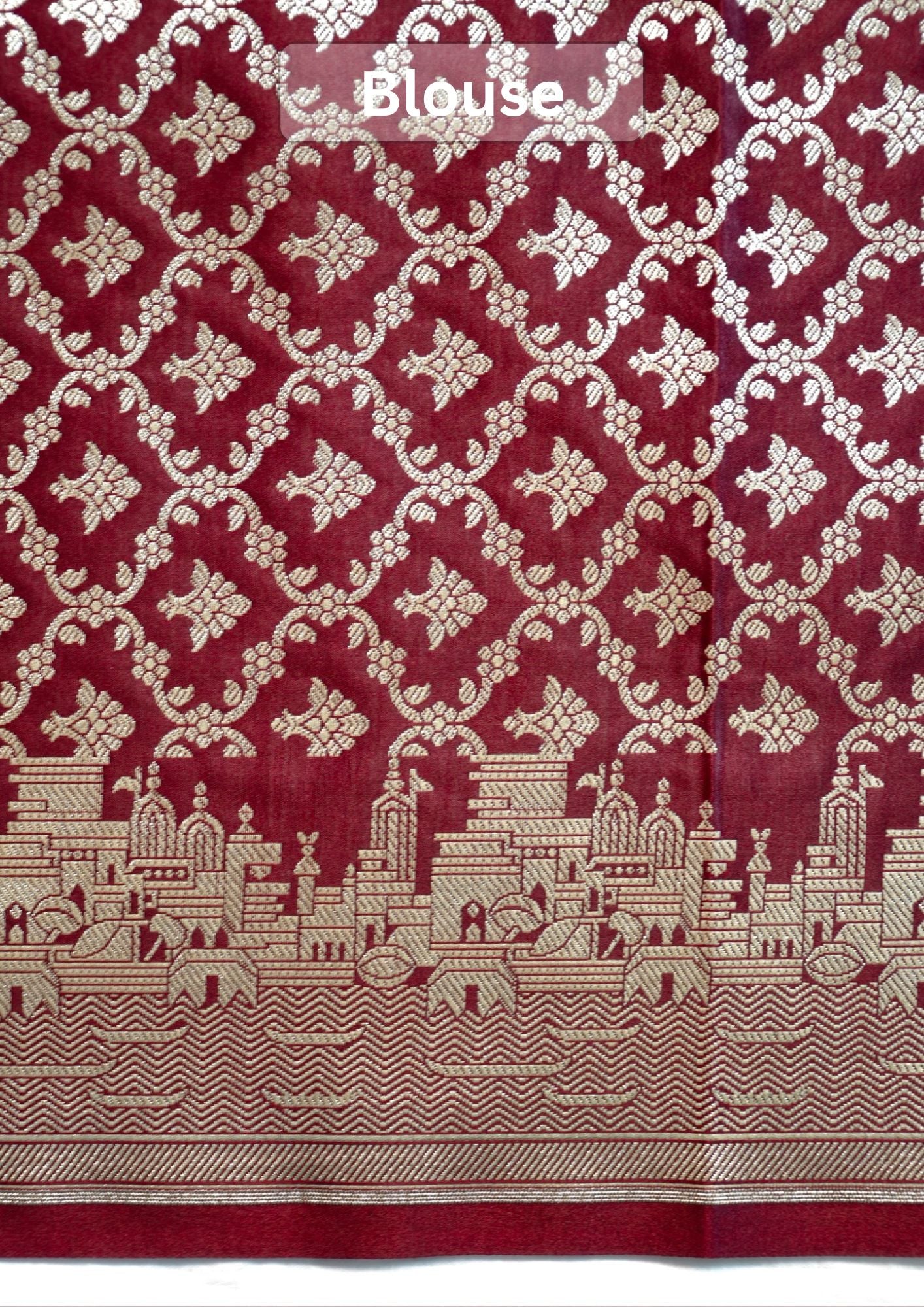 Waah Banaras 055G: Banarasi Pure Mashru silk saree with Ghat Border