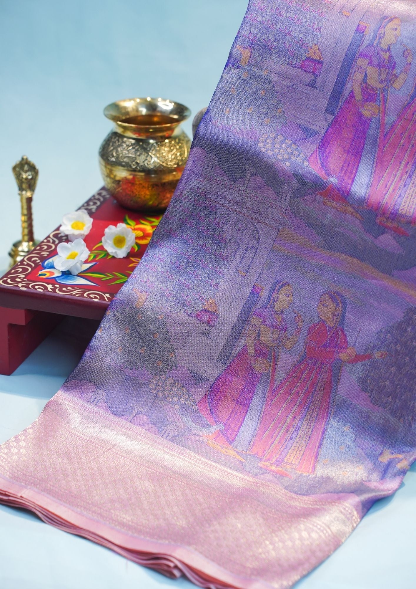 "VIRASAT 206" Banarasi Shades Of Purple & Pink Pure Rangkat Meenakari Saree With Art Motifs
