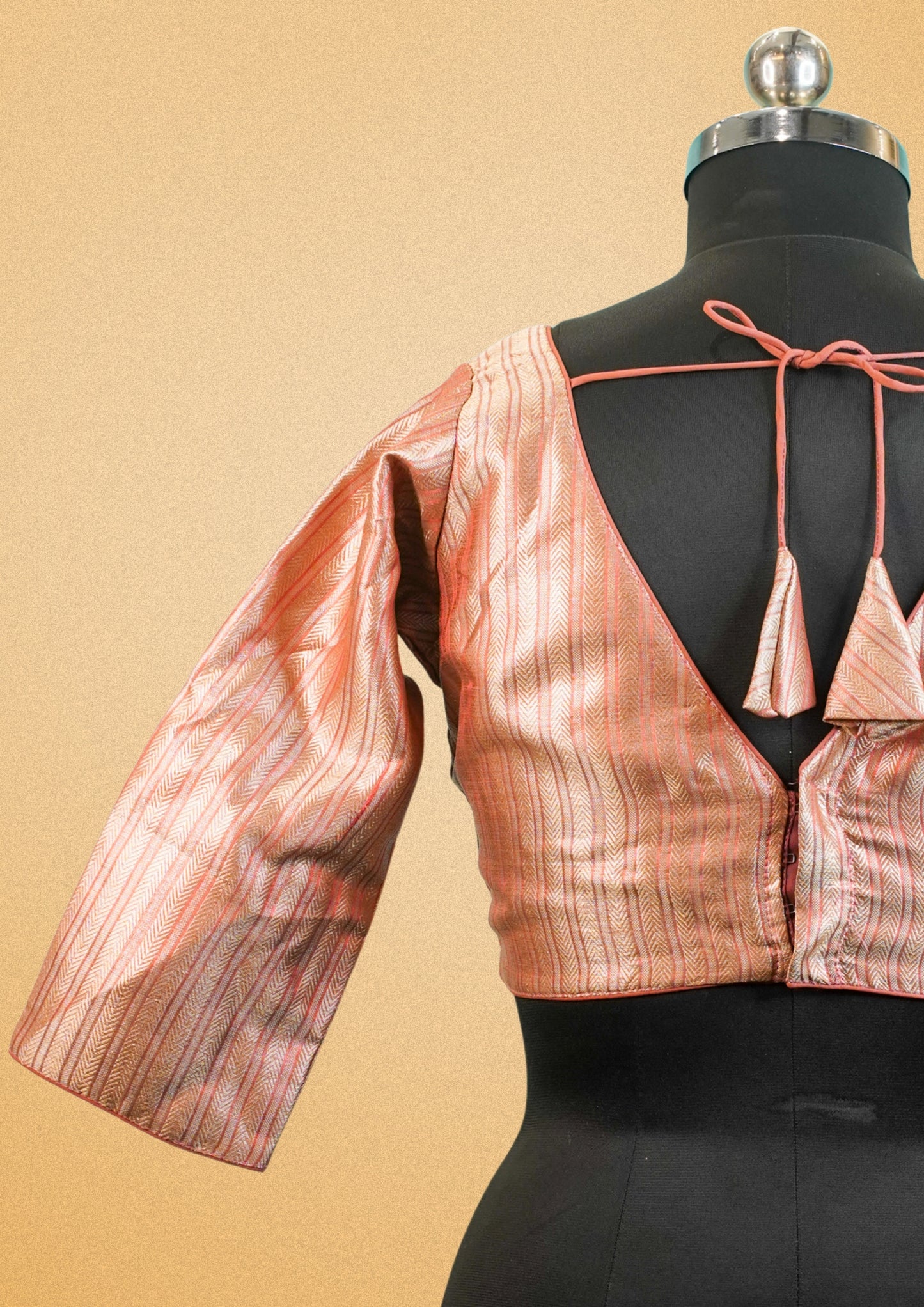"RDM BL 016" Banarasi Peach Blouse with Subtle Golden Weave