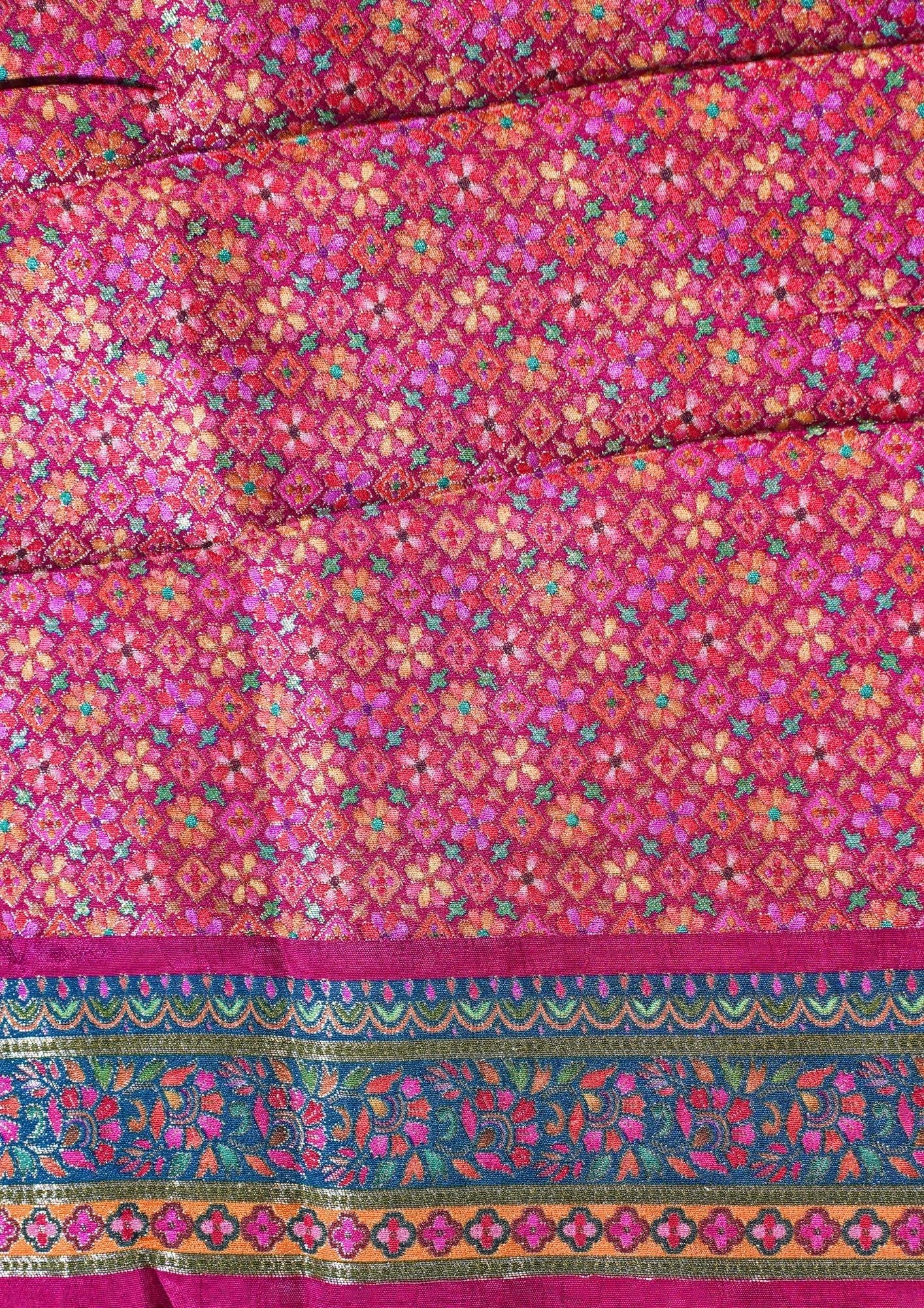 "Waah Banaras 068" Banarasi Turquoise Meenakari Pashmina Silk Saree