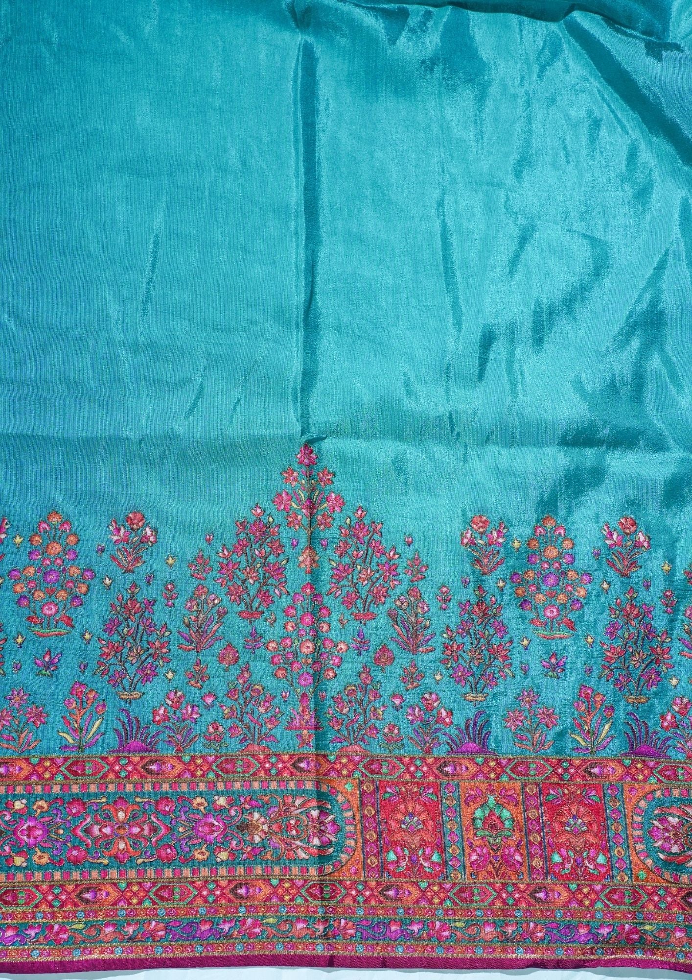 "Waah Banaras 068" Banarasi Turquoise Meenakari Pashmina Silk Saree