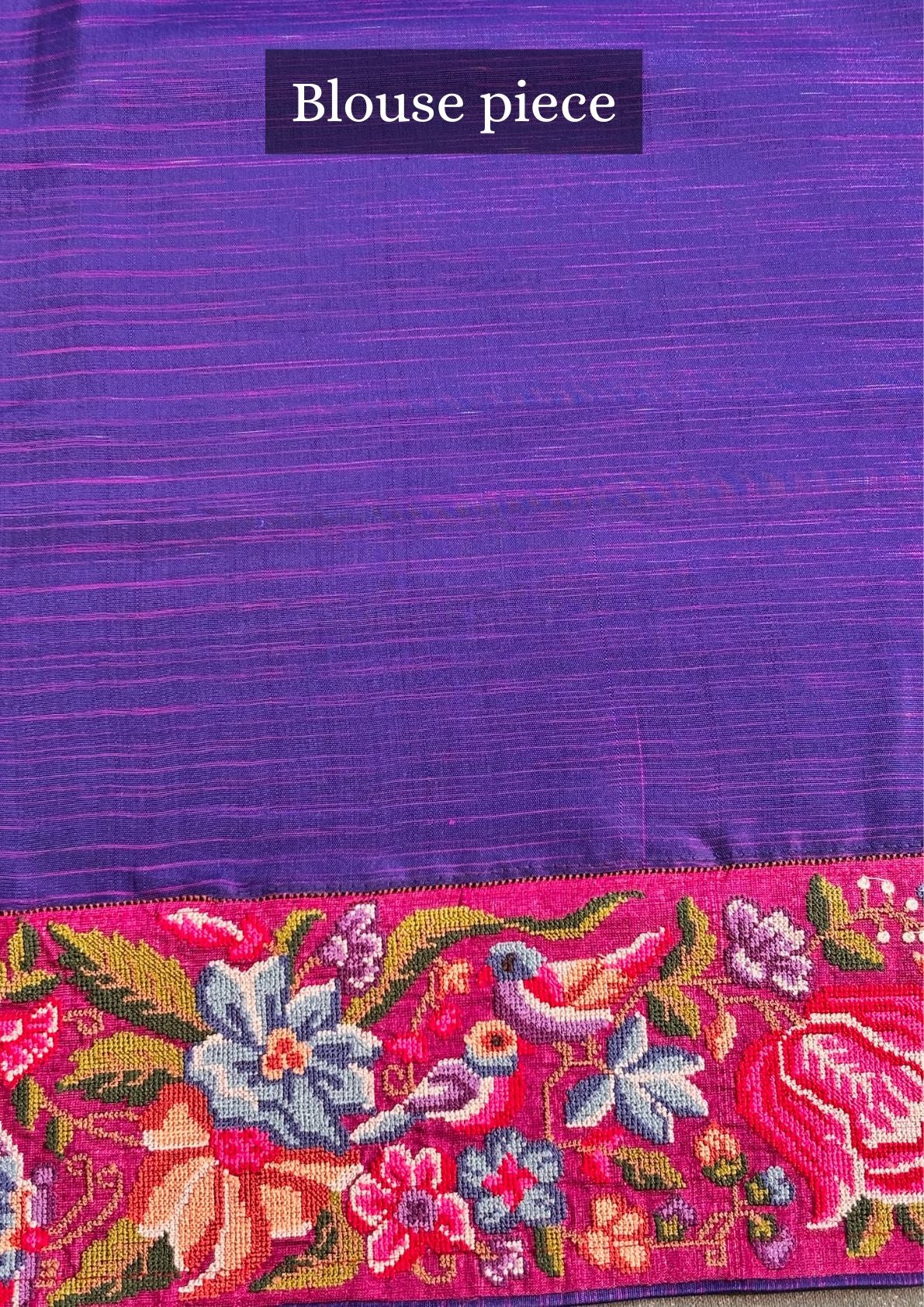 Founder Choice 058: Founder Choice 058: Magenta & Violet Pure Kanjivaram Silk Saree with Multi Cross Stitch Border | Silk Mark Certified