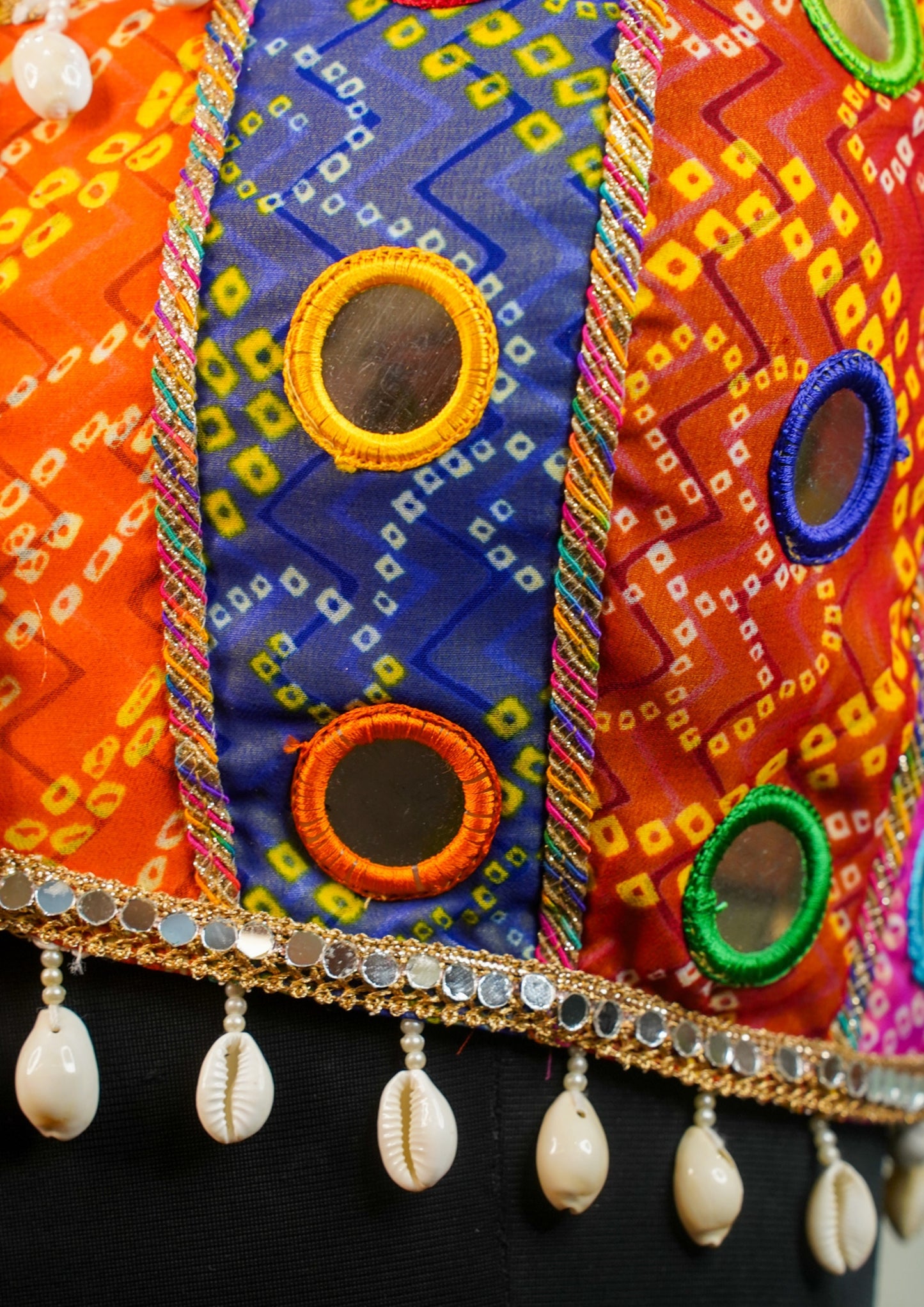 "RDM BL 019" Banarasi Multicolor Mirror Work Blouse With Designer Back