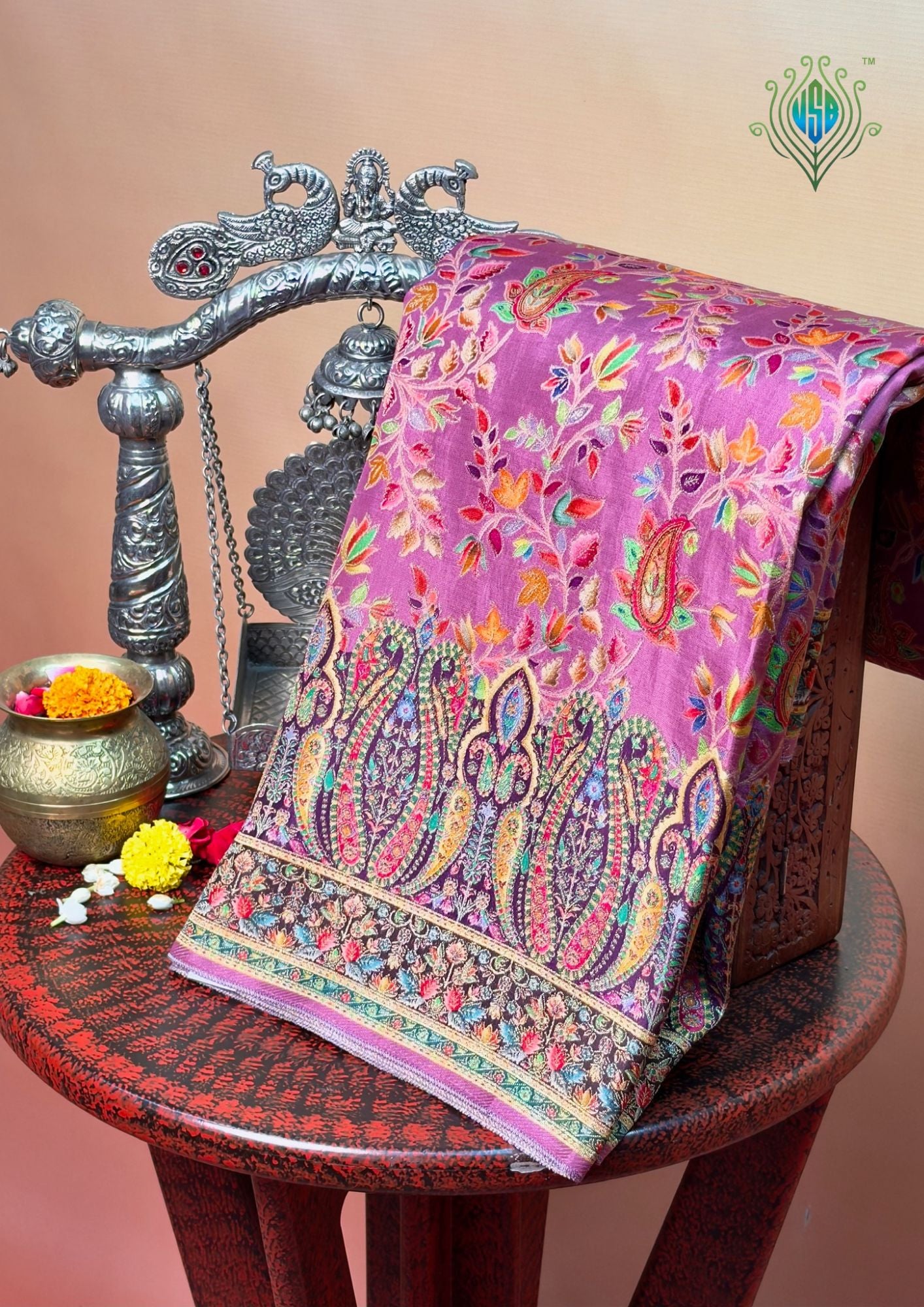 UTSAV BANARAS 478D: Cherry Red Butter Silk Saree with Royal Paisley Position Print & Contrast Blouse