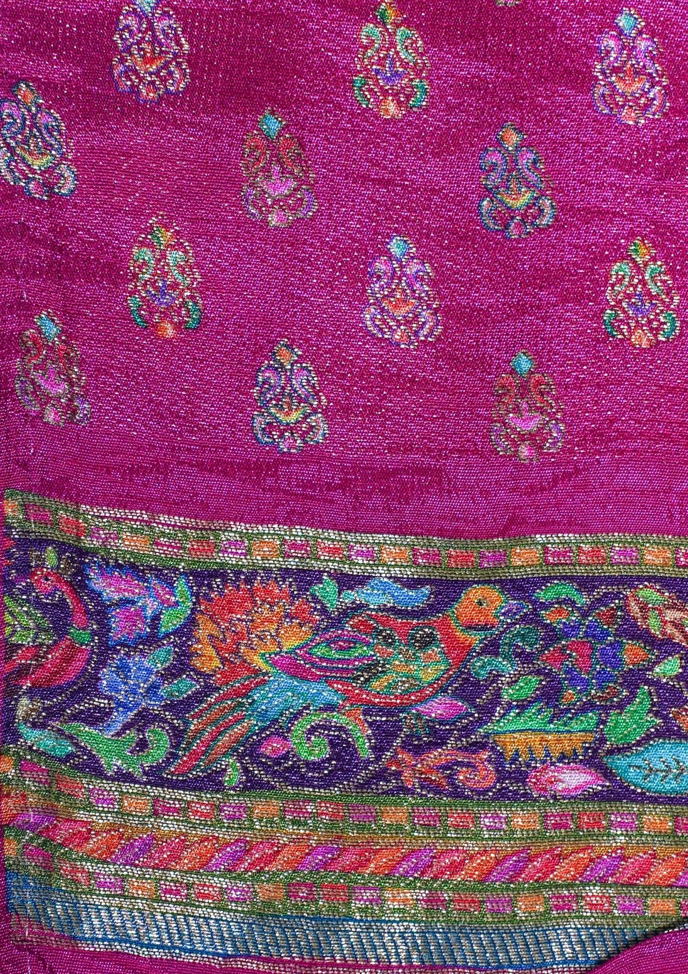 "Waah Banaras 078" Banarasi Green Meenakari Pashmina Silk Saree