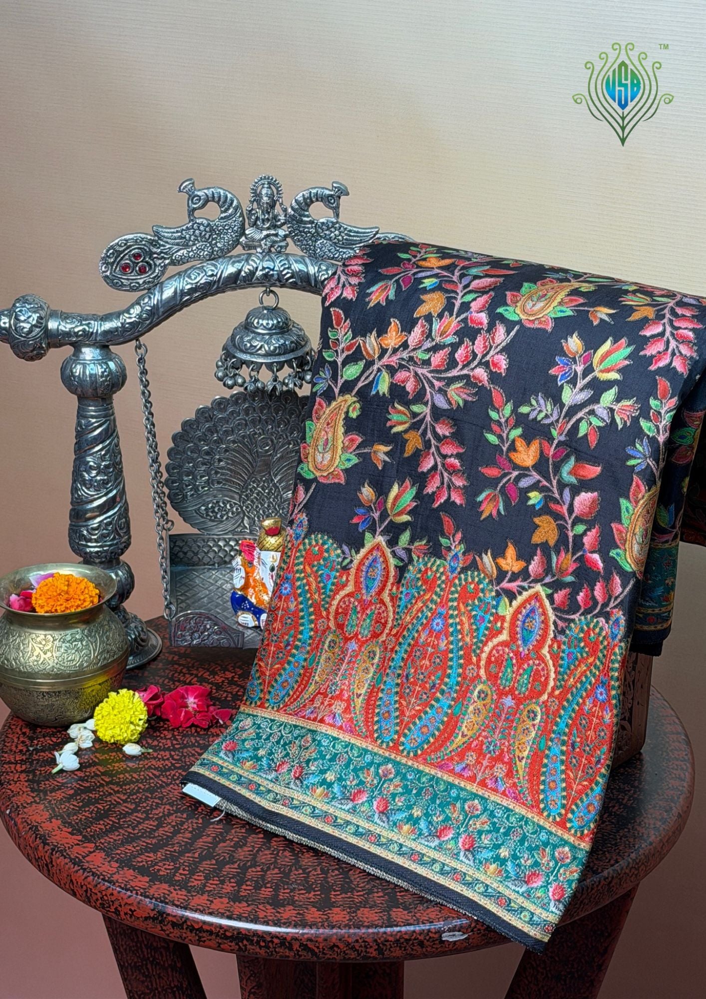 UTSAV BANARAS 478D: Cherry Red Butter Silk Saree with Royal Paisley Position Print & Contrast Blouse