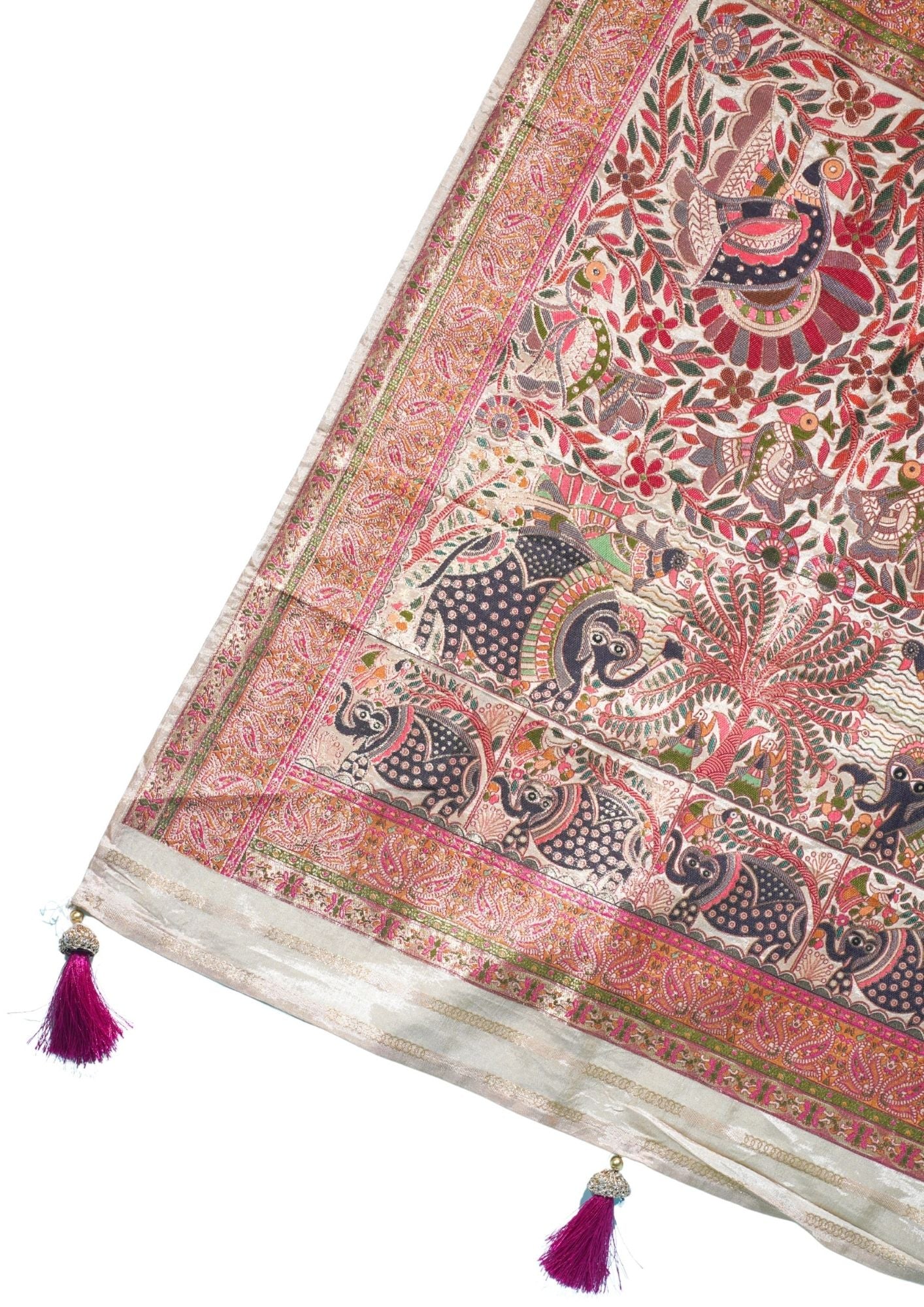 "Waah Banaras 082" Banarasi Multi-Color Meenakari Pashmina Silk Saree