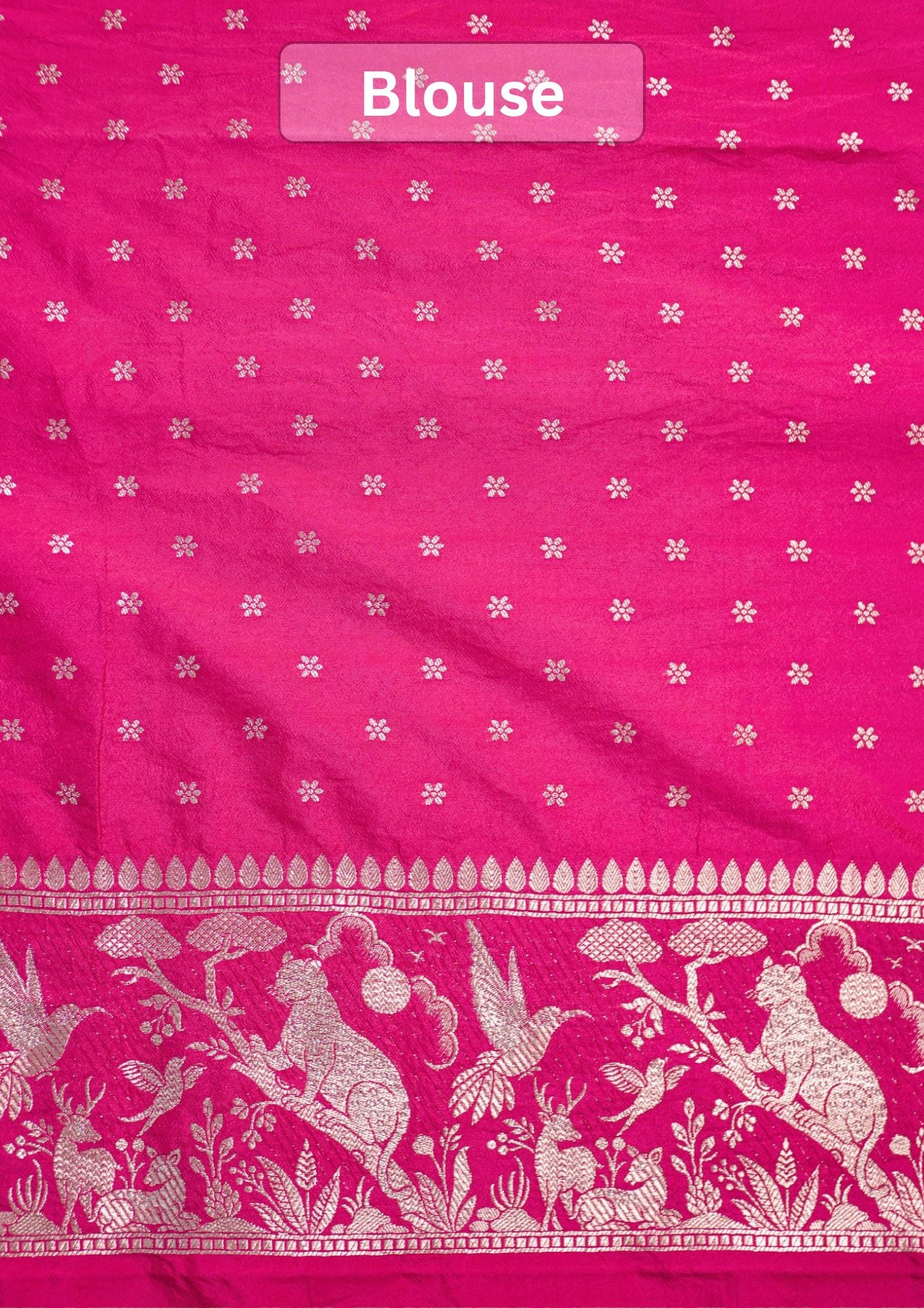 Waah Banaras 180: Rich Rani Semi Katan Silk Saree With Beautiful Bird Border