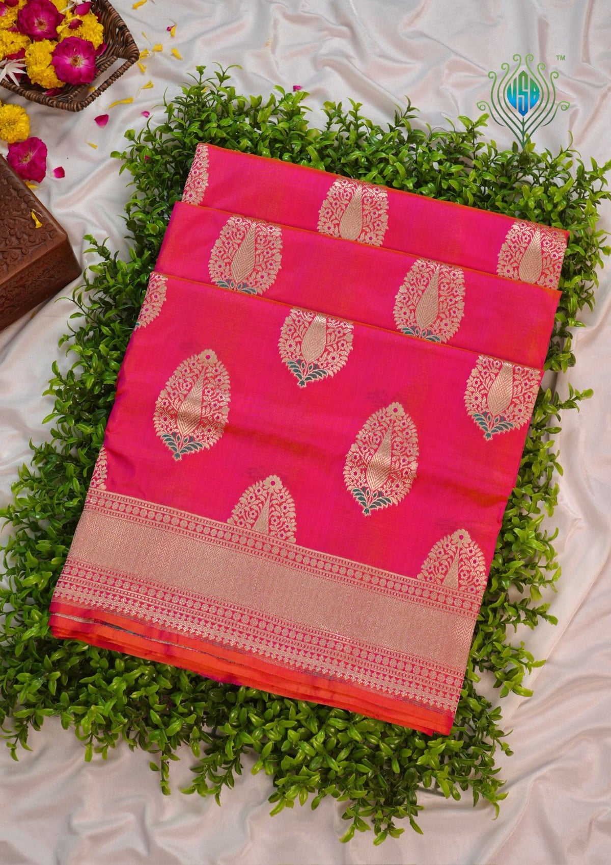VIRASAT 03B: Peach Dual Tone Pure Handloom Katan Silk Meenakari Celebrity Inspired Abeer Buta Saree