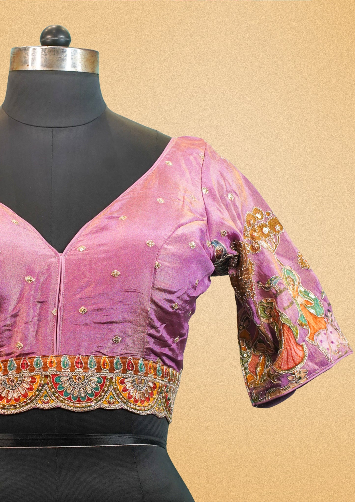 "RDM BL 023" Banarasi Traditional Blouse with Detailed Artwork Sleeves