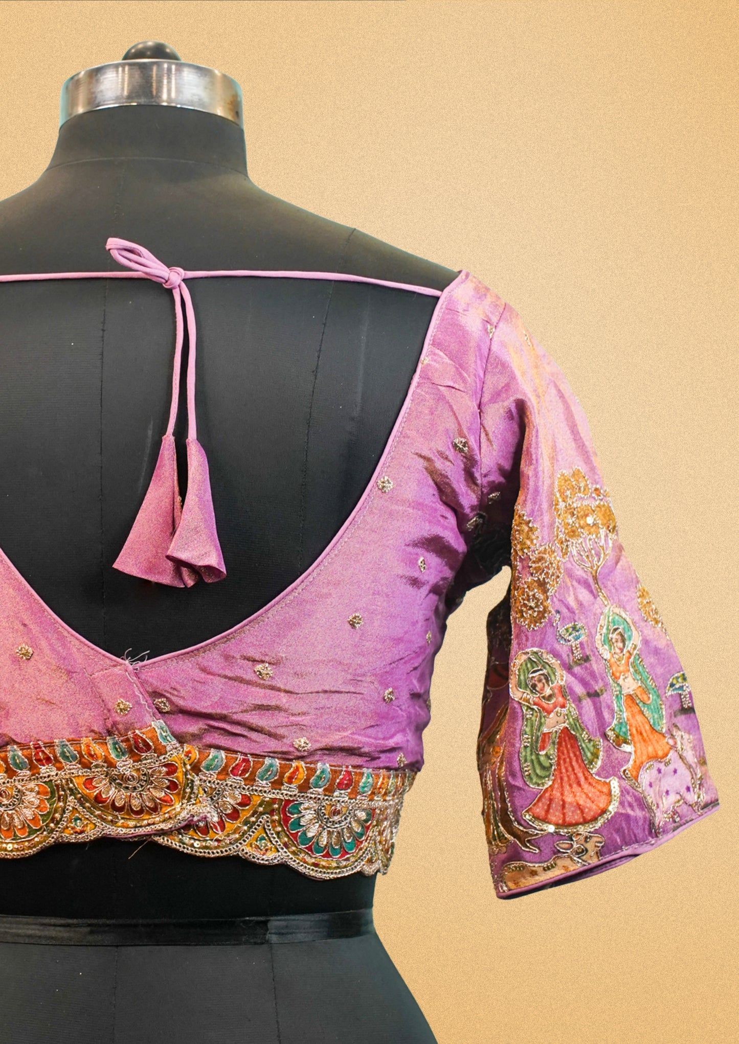 "RDM BL 023" Banarasi Traditional Blouse with Detailed Artwork Sleeves