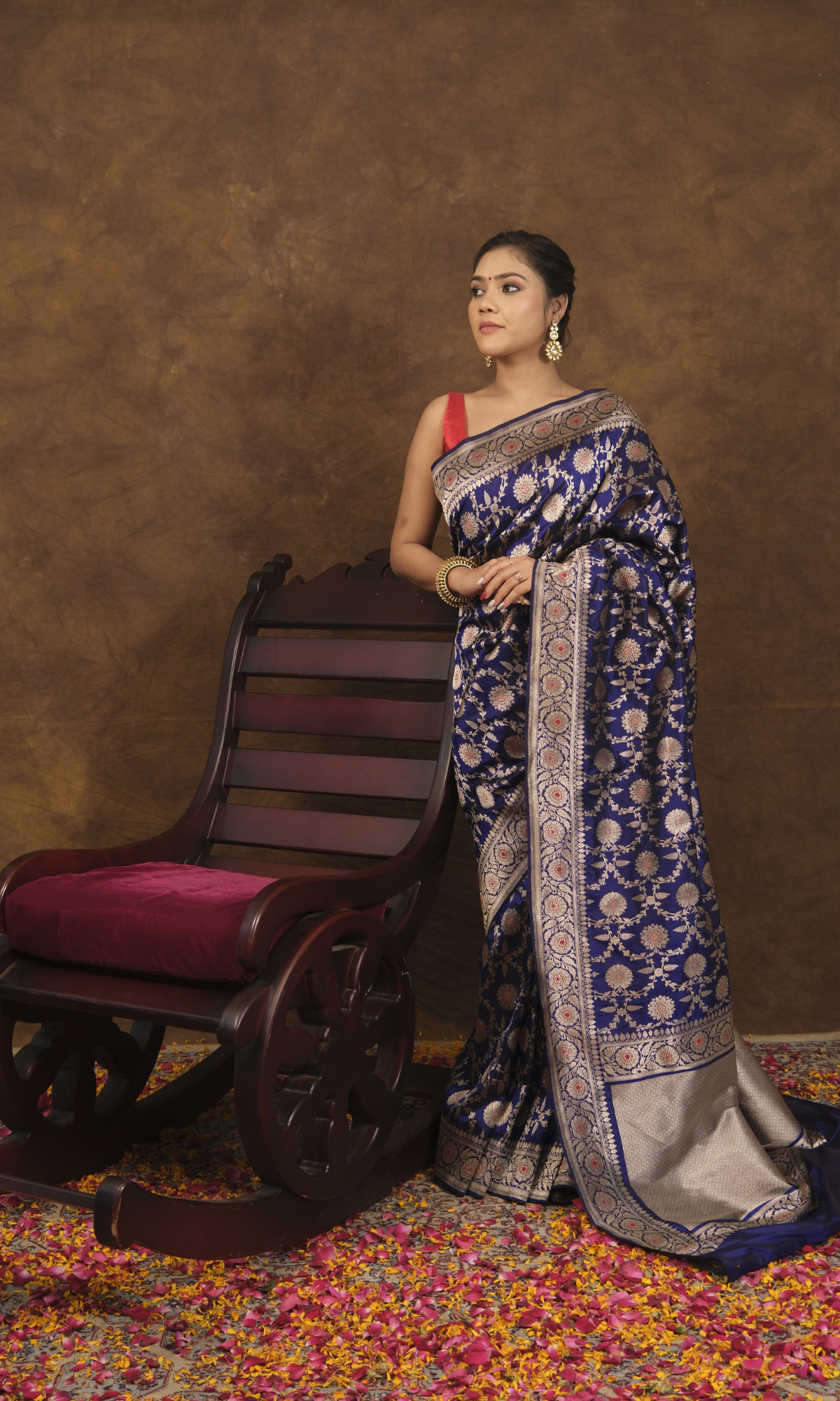 "VIRASAT 161" Traditional Banarasi Saree with Exquisite Mughal Motif Border