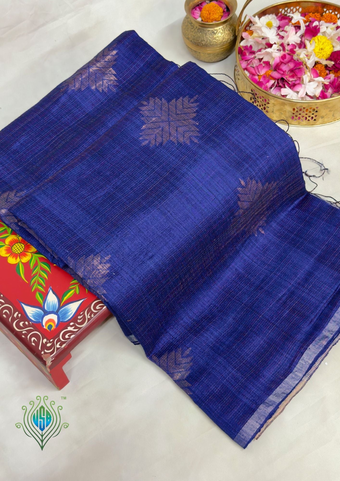 VIRASAT 352: Glitaray Royal Blue Pure Matka Silk Saree | Silk Mark Certified