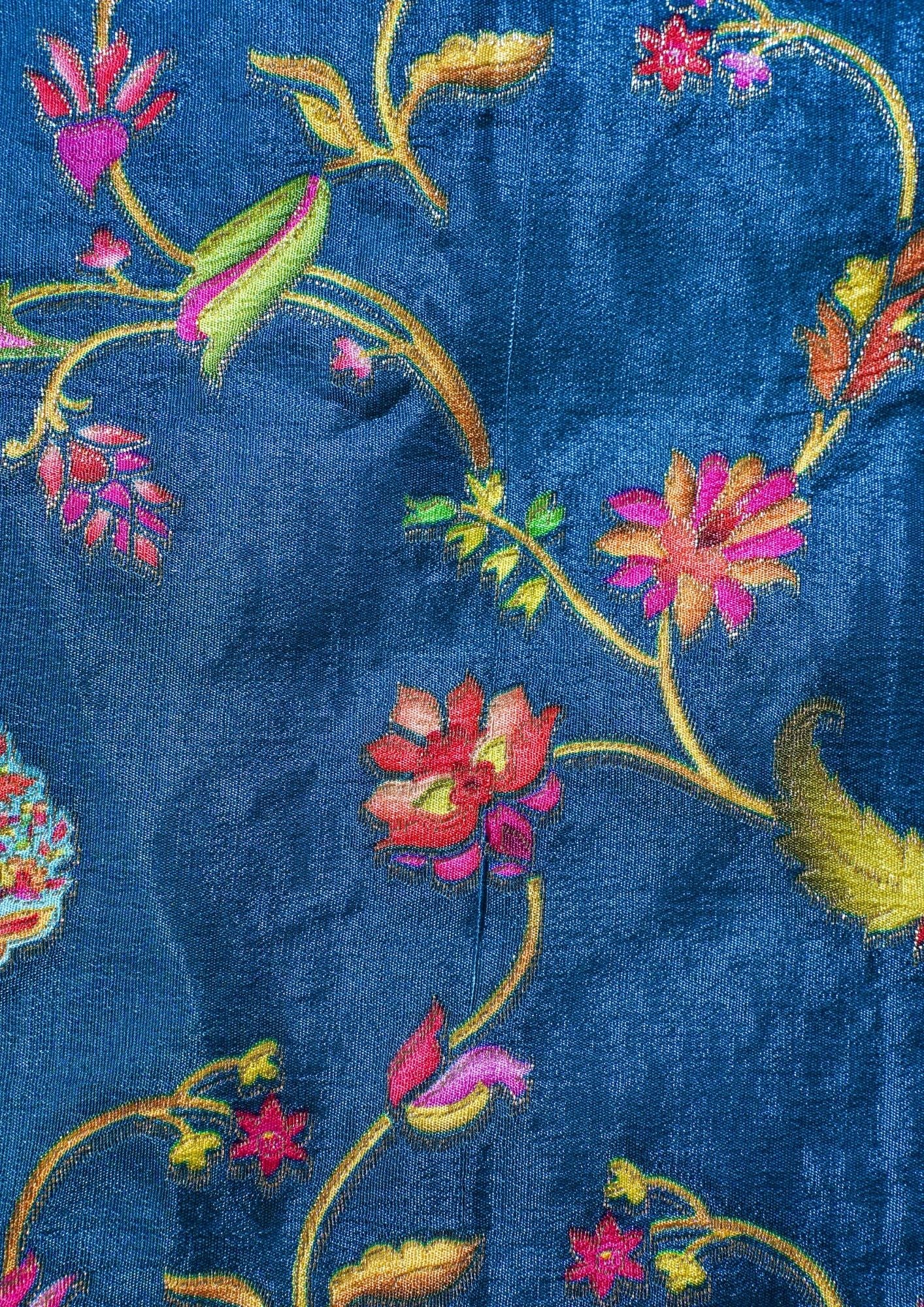 "Waah Banaras 081" Banarasi Deep Royal Blue Meenakari Tussar Silk Saree