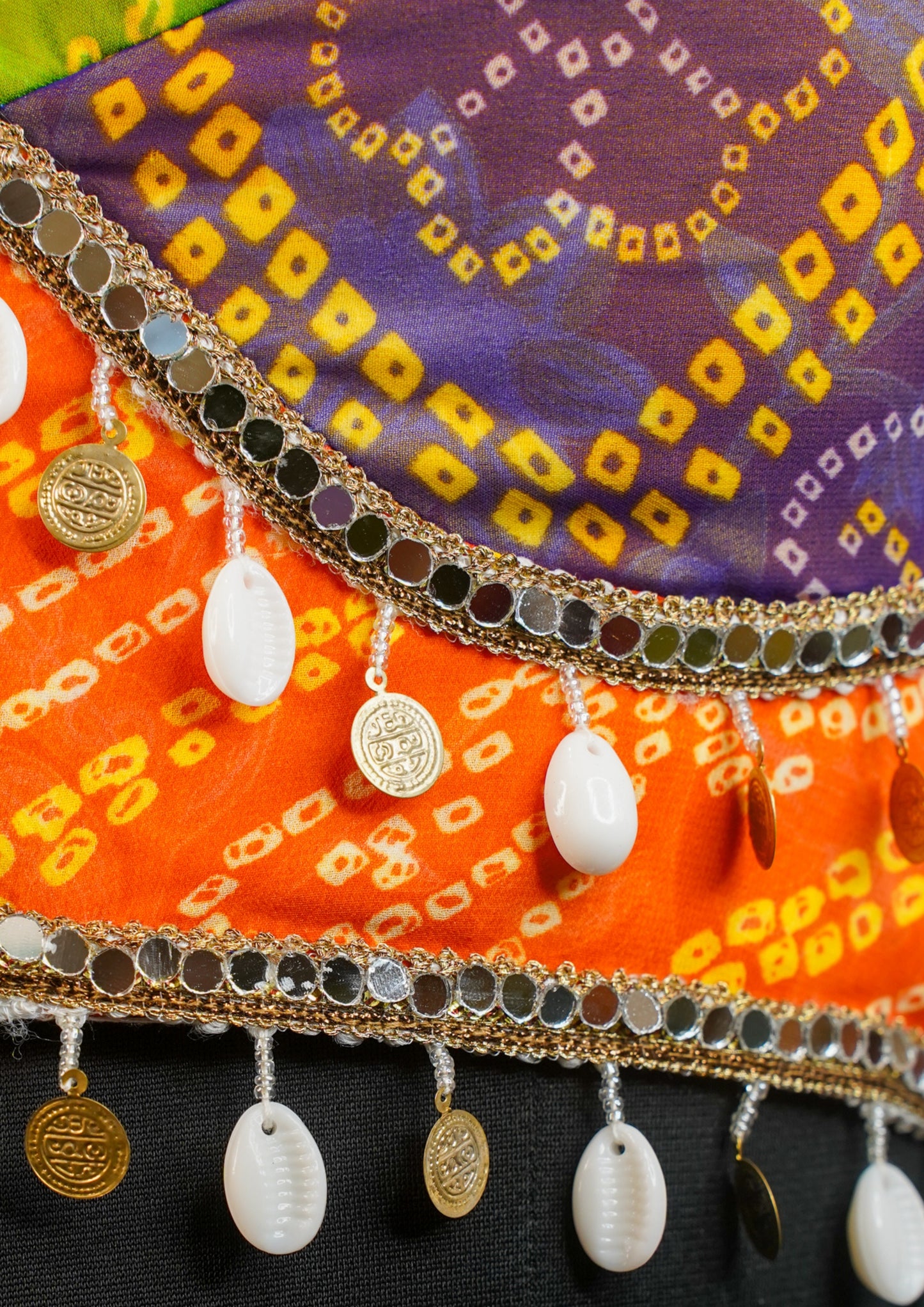 "RDM BL 025" Banarasi Multicolor Silk Blouse With Bandhani Print & Tassels