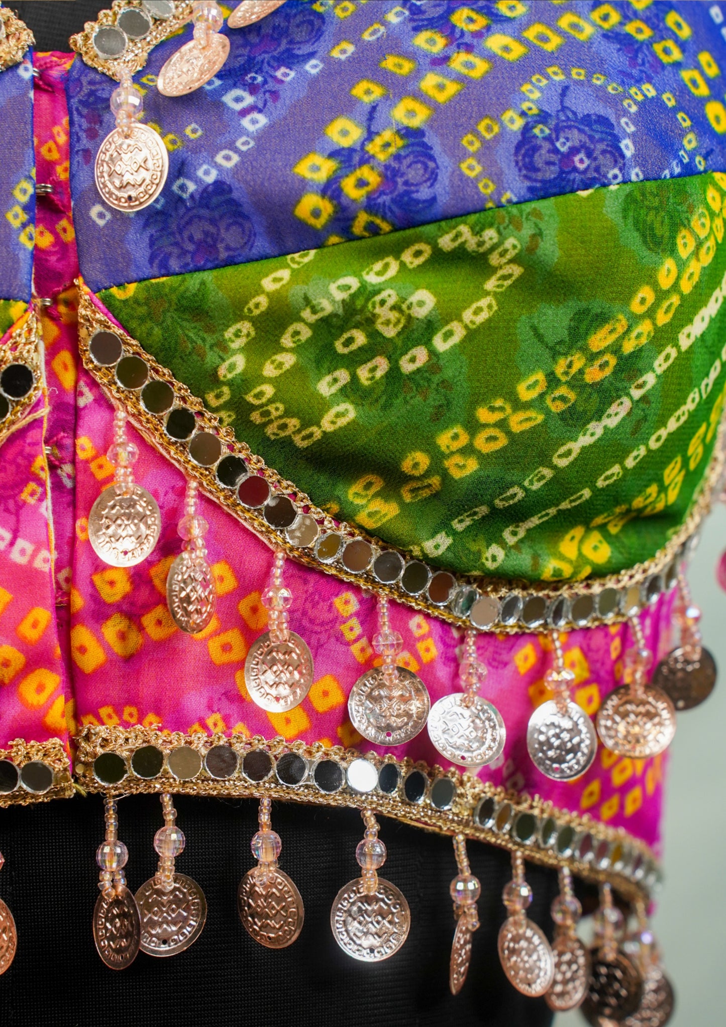 "RDM BL 025A" Banarasi Designer Bandhani Blouse With Coin Latkan