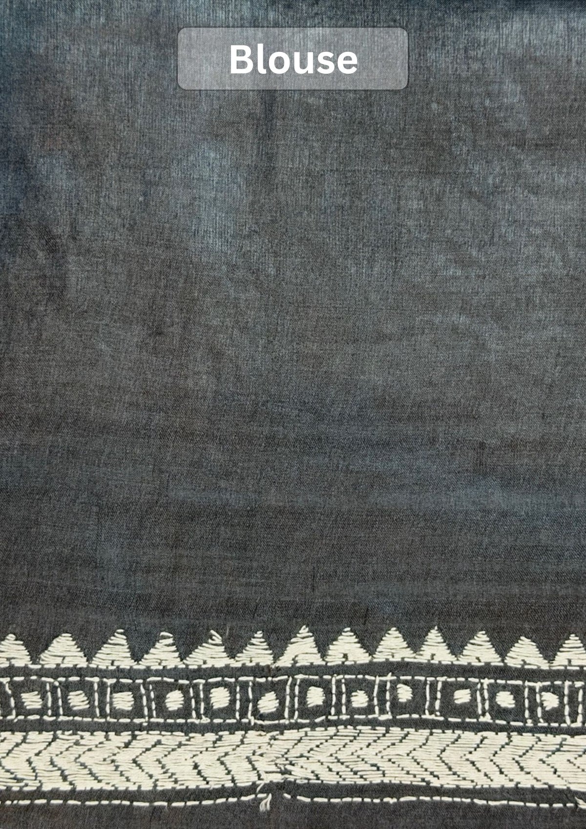 VIRASAT 358: Noir Rouge Pure Tussar Silk Kantha Work Saree | Silk Mark Certified