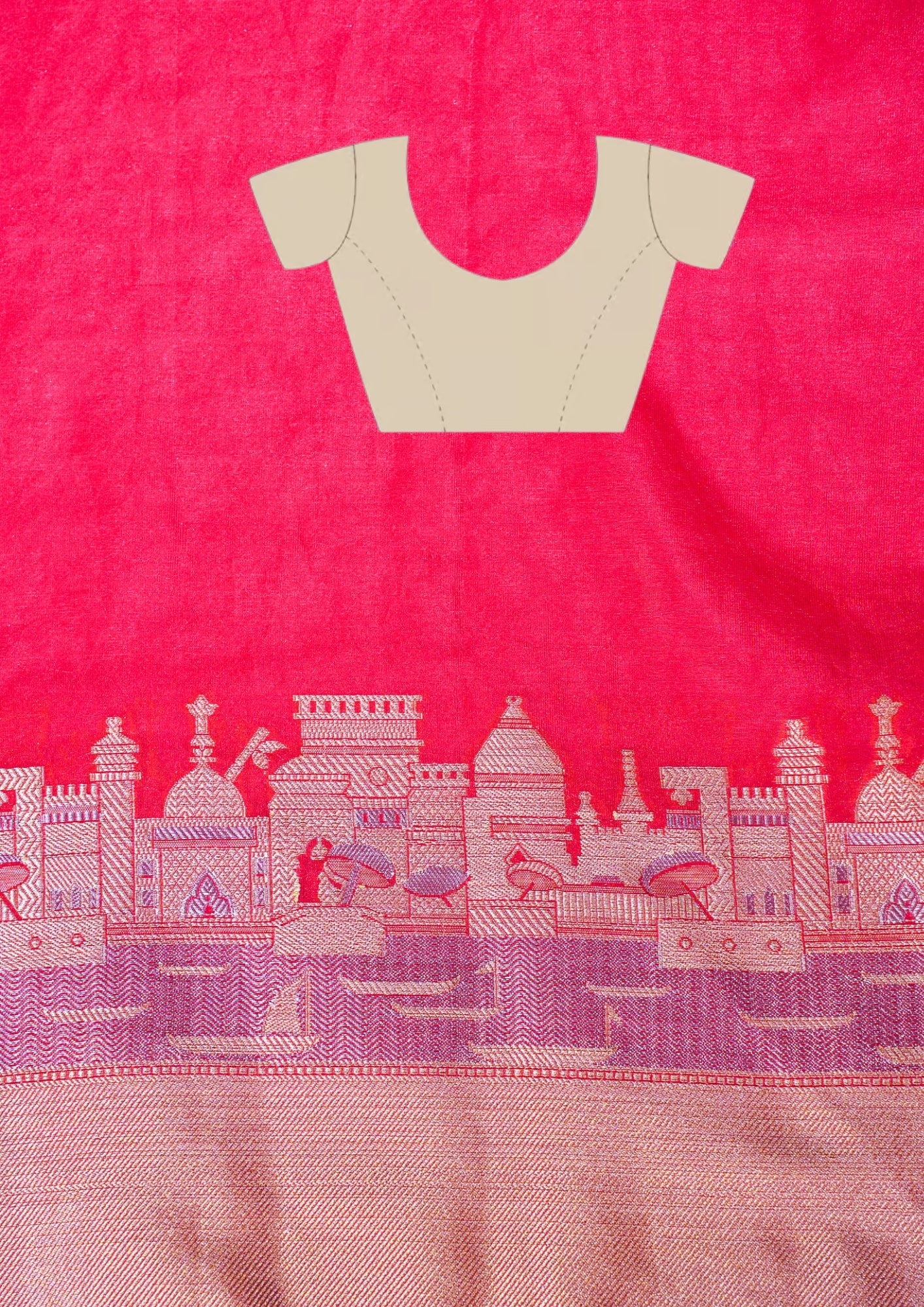 "UTSAV BANARAS 003G" Banarasi White Kashi Ghat Pattern Silk Saree