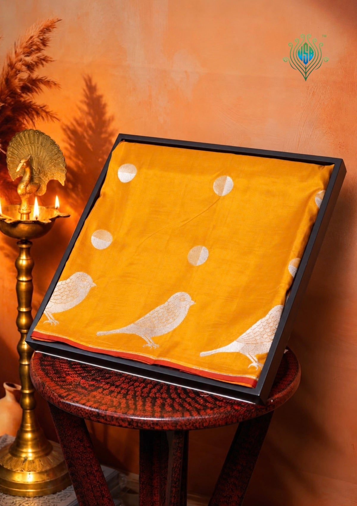 VIRASAT 349: Banarasi Mustard Handloom Pure Silk Saree