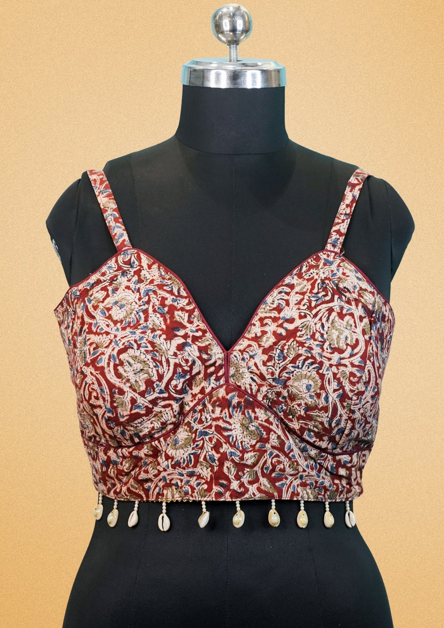 "RDM BL 005" Banarasi Designer Blouse with Shell Tassels