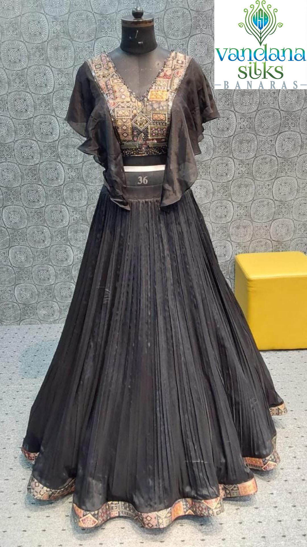 Rudrakamini Black Banarasi Designer Dress