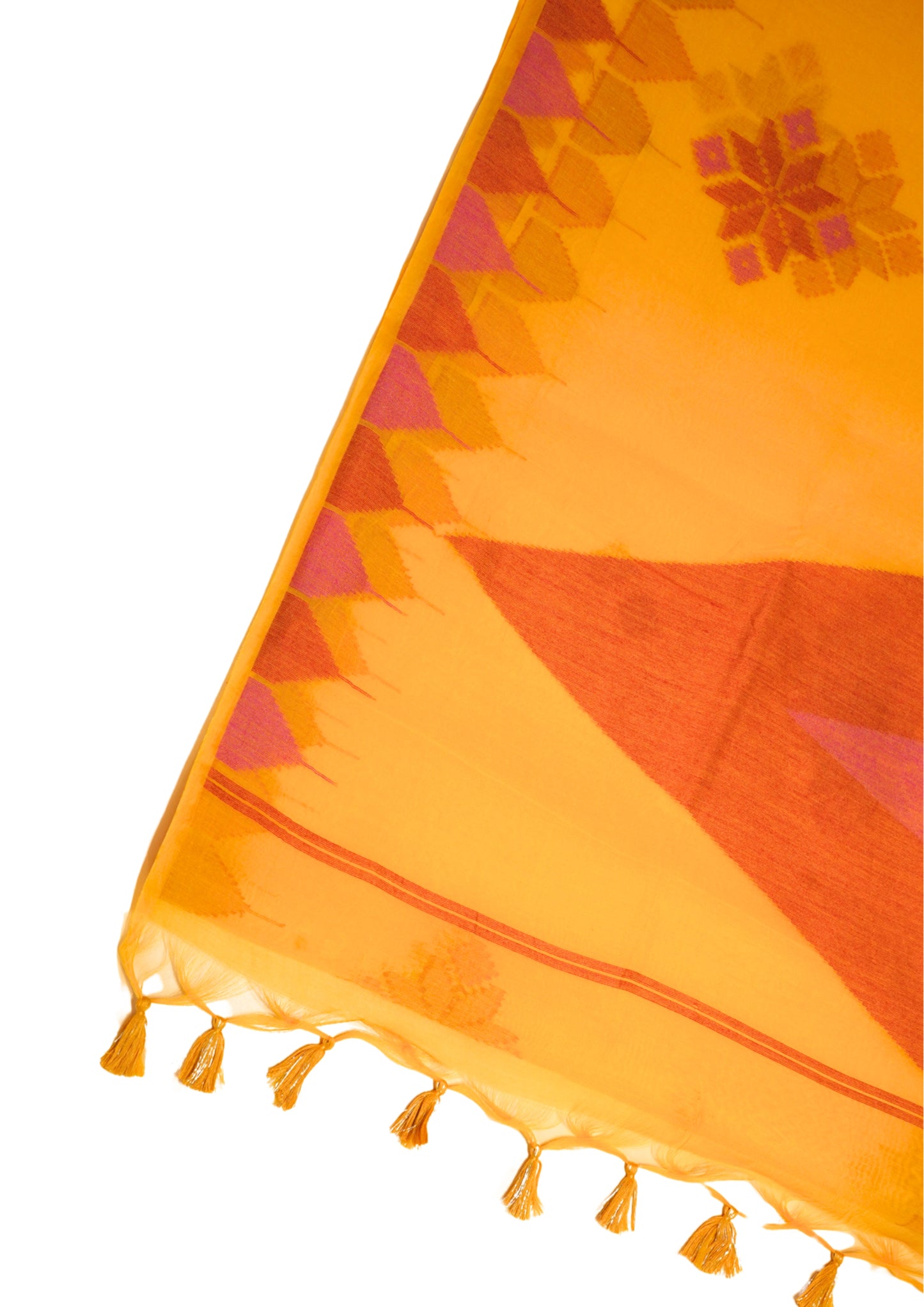 "UTSAV BANARAS 176" Banarasi Vibrant Yellow Ikat Cotton Saree