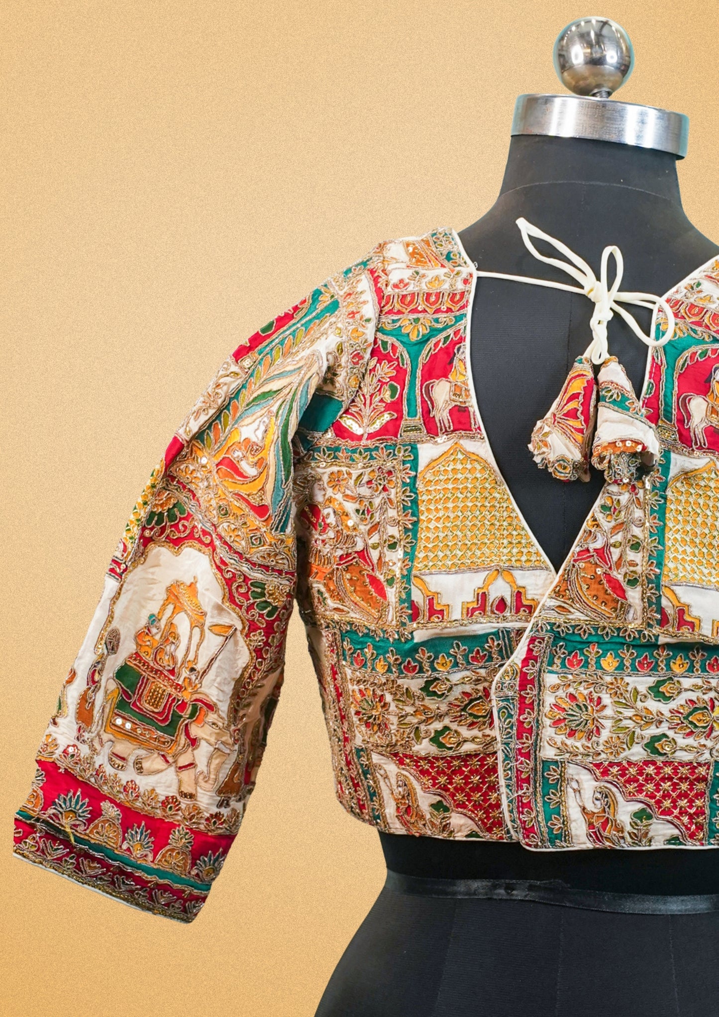"RDM BL 008" Handcrafted Banarasi Silk Blouse with Royal Embroidery & Traditional Motifs