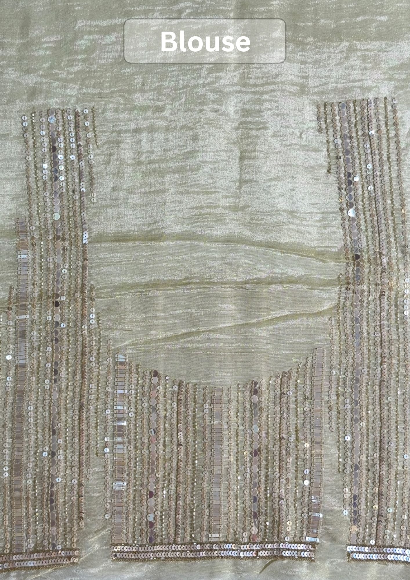 VIRASAT 413: Beige Tissue Organza Silk Saree with Cutdana, Pearl & Sequin Handwork