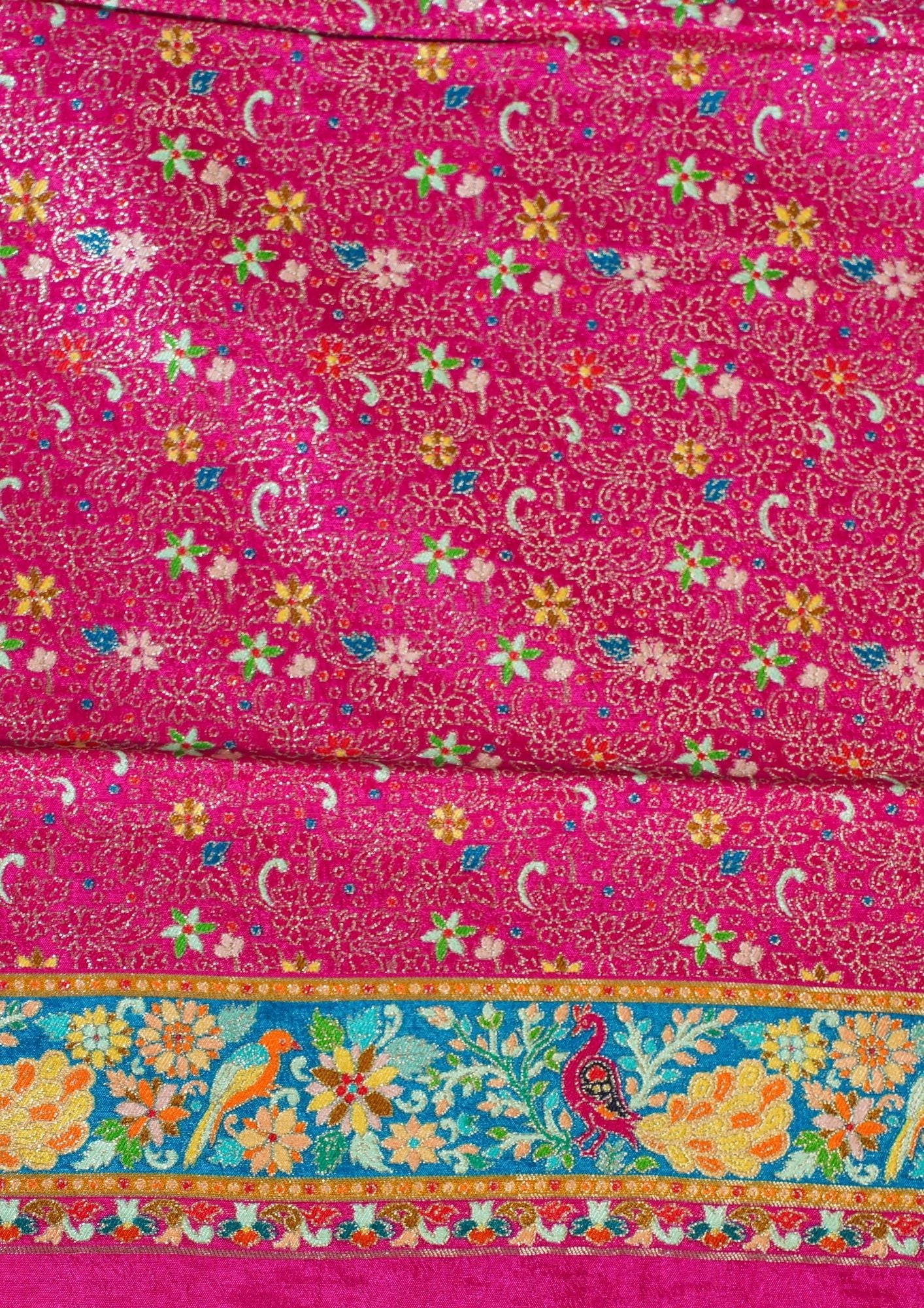 "Waah Banaras 080" Banarasi Turquoise Blue Meenakari Pashmina Silk Saree