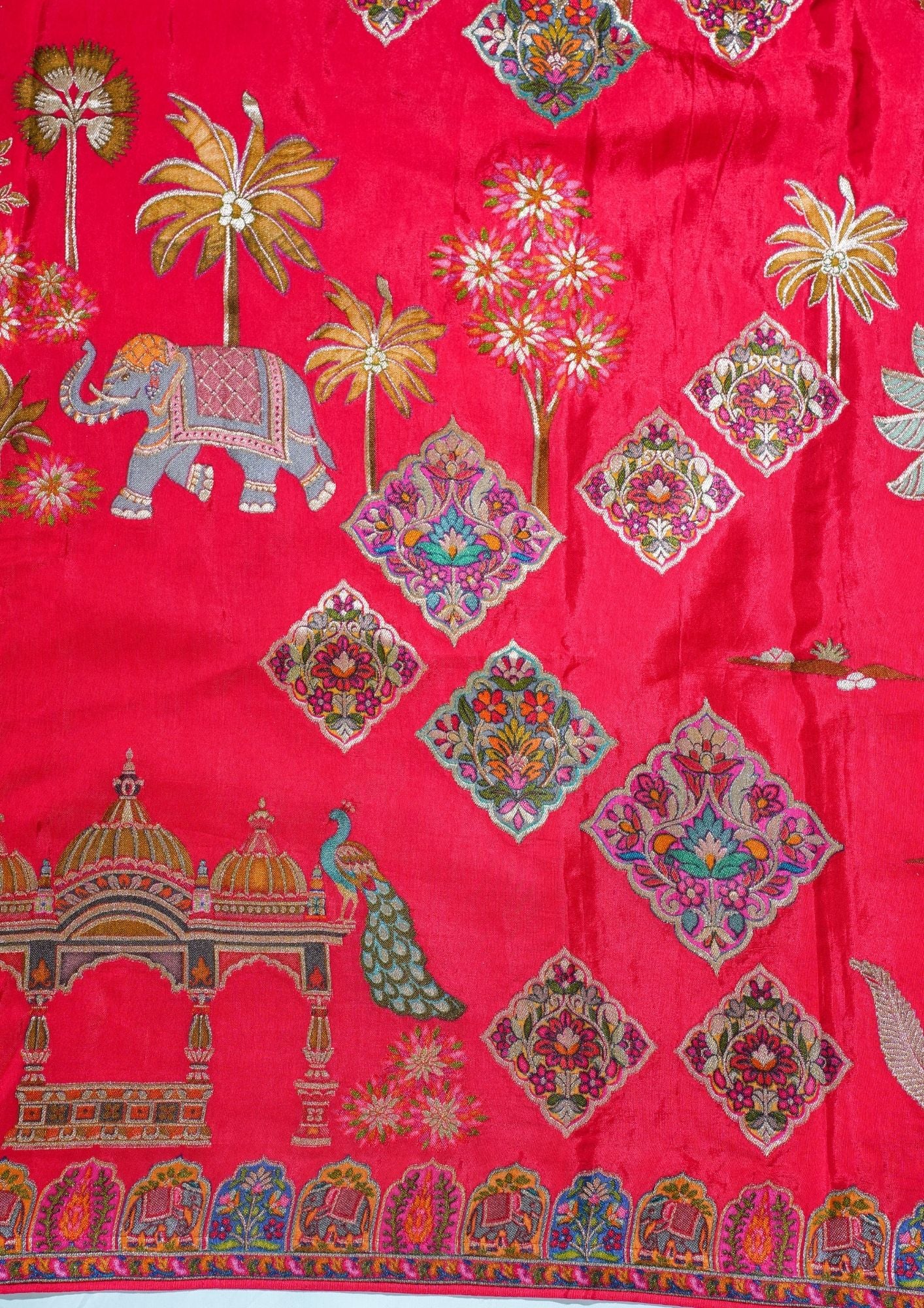 "Waah Banaras 083" Banarasi Royal Red Meenakari Pashmina Silk Saree