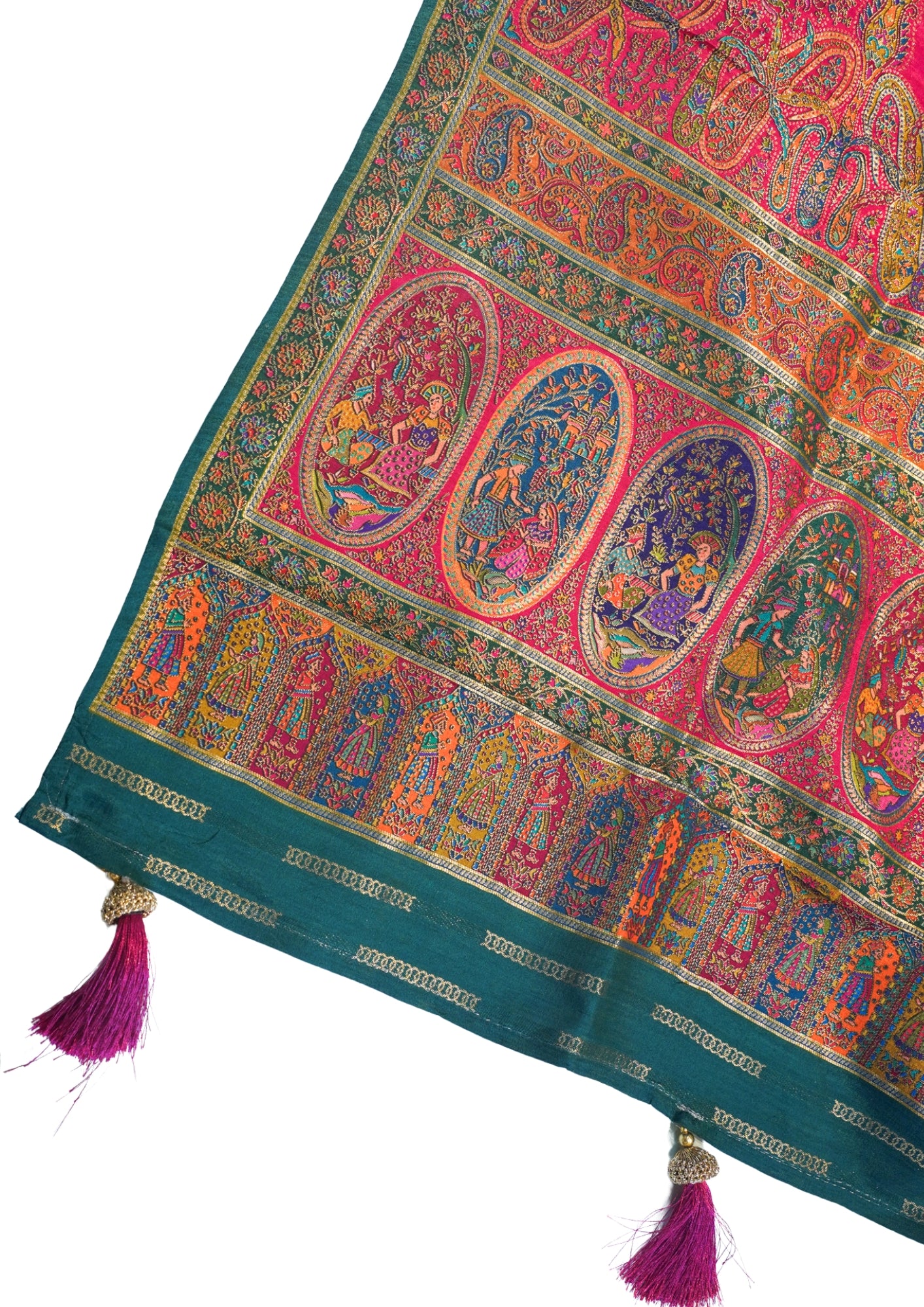 "Waah Banaras 087" Banarasi Hot Pink Meenakari Position Print Silk Saree