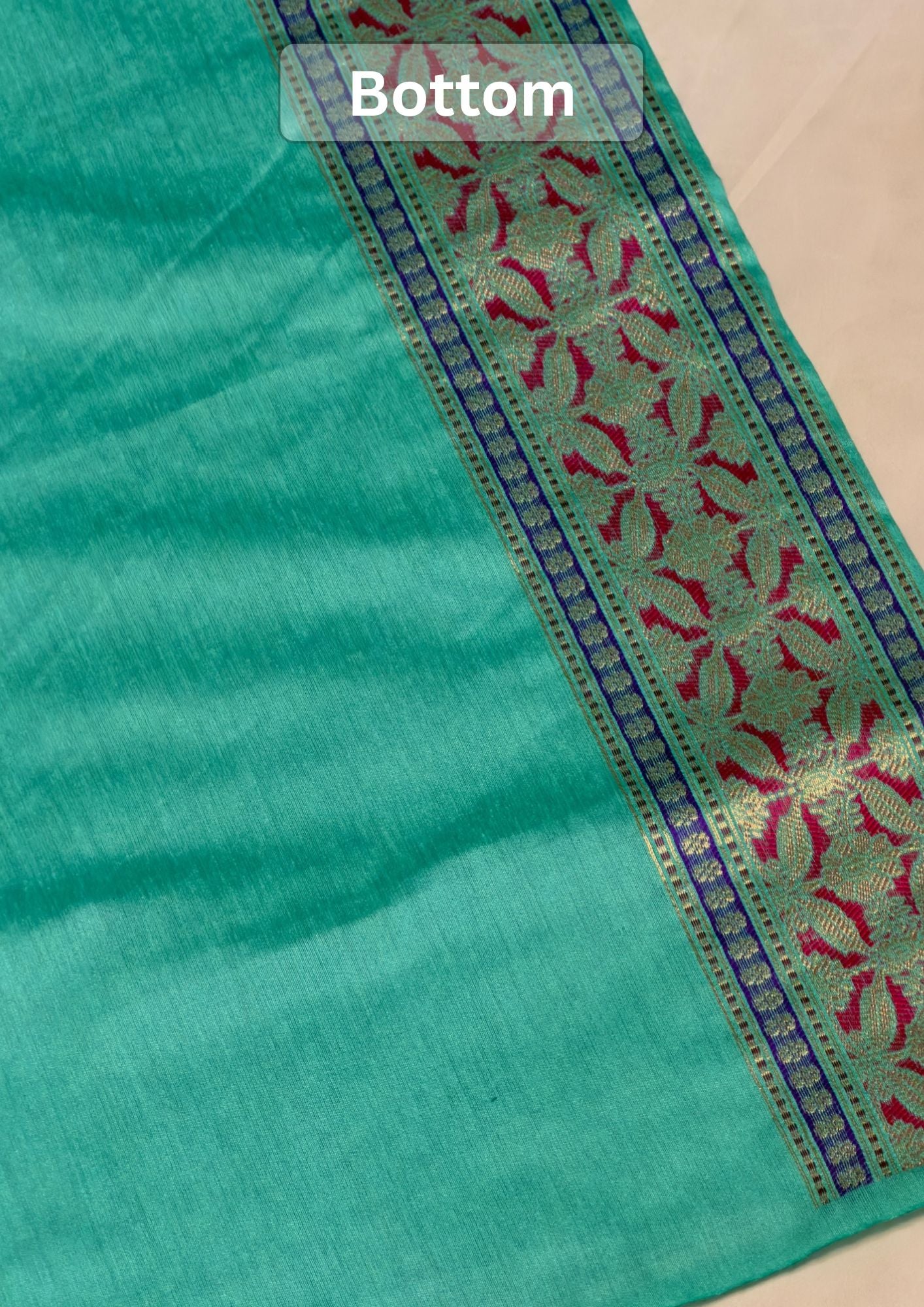 MANSI 169: Aqua Green Raw Silk Suit Set with Designer Woven Dupatta