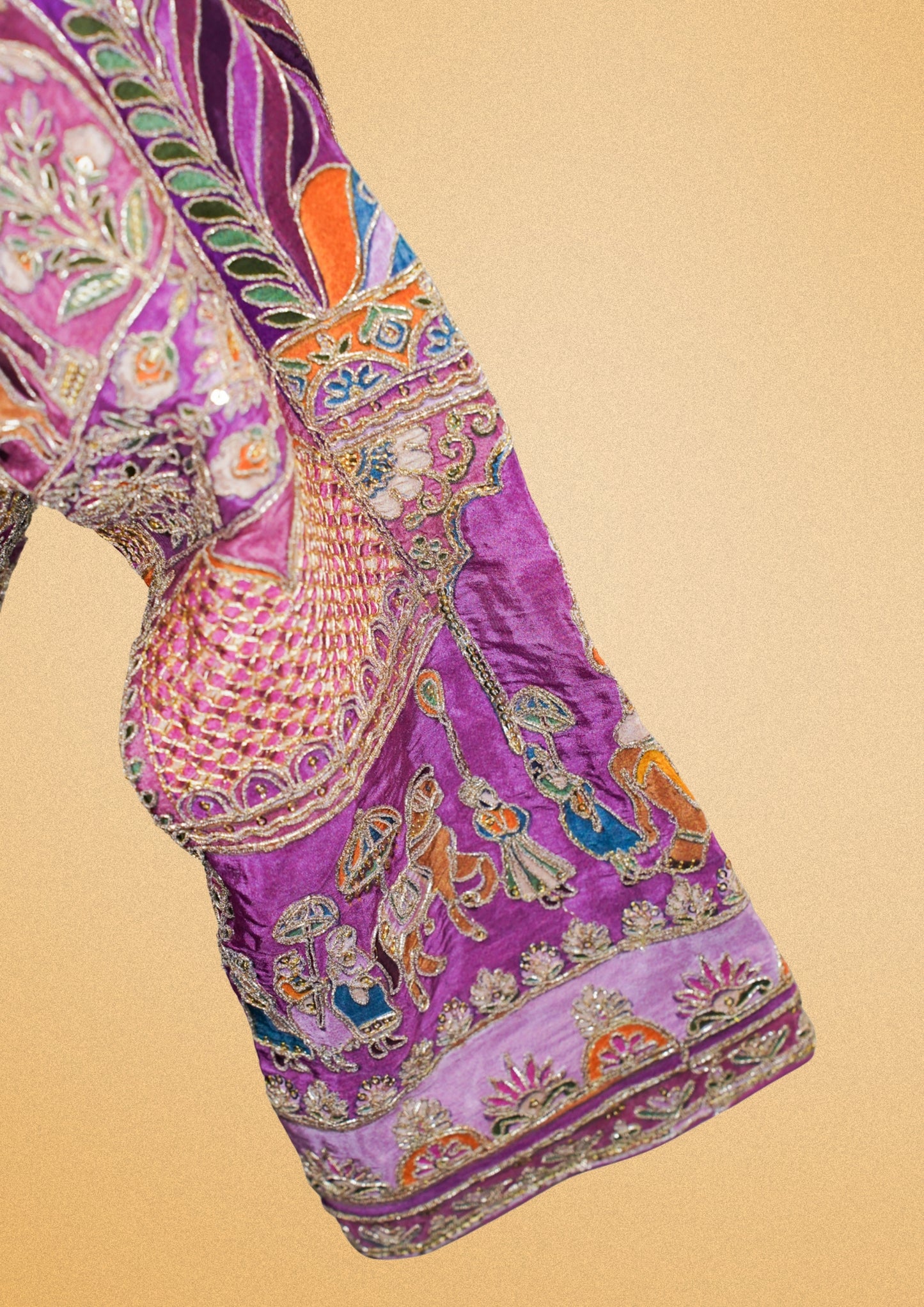 "RDM BL 008C" Banarasi Royal Purple Hand-Embroidered Storytelling Blouse