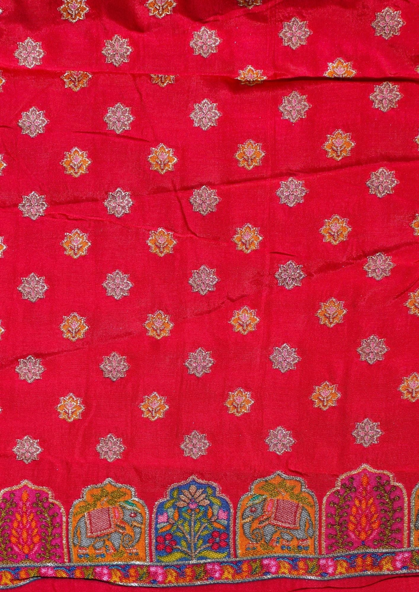 "Waah Banaras 083" Banarasi Royal Red Meenakari Pashmina Silk Saree