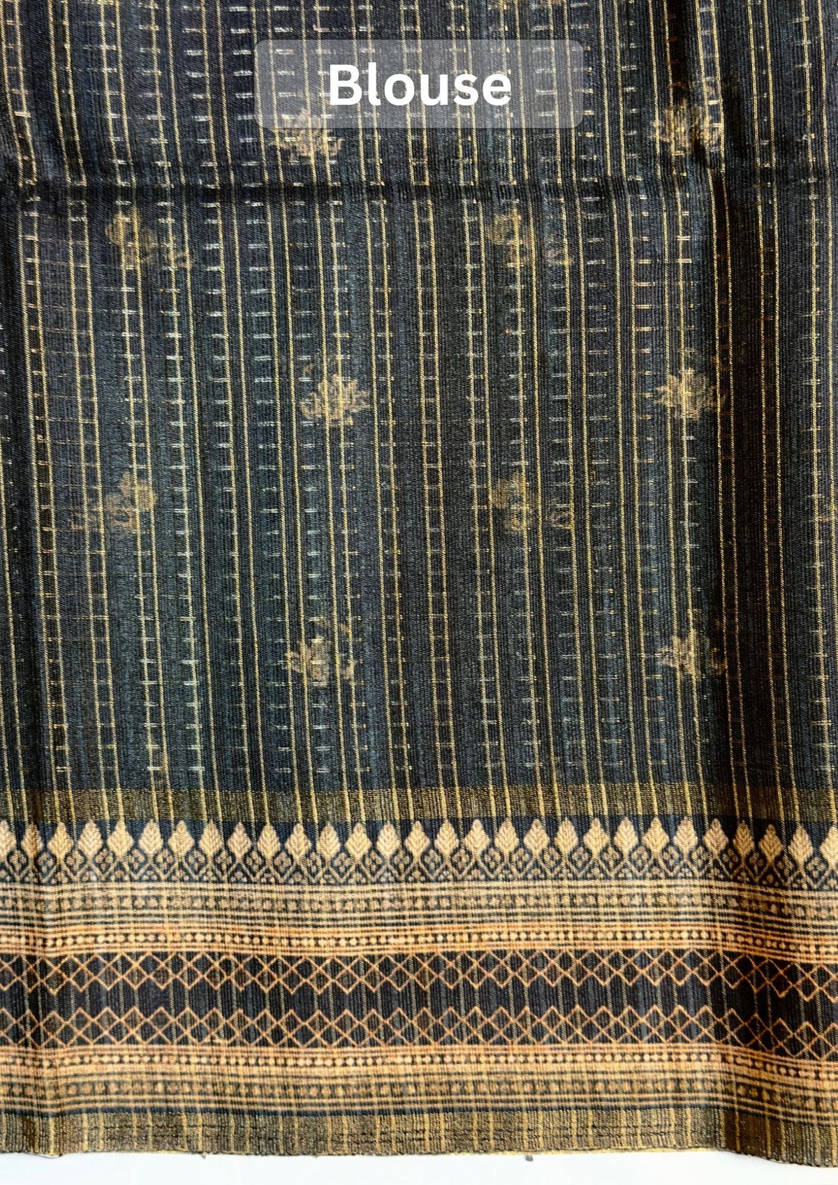 UTSAV BANARAS 383: Elegant Beige Tussar Silk Saree with Kalamkari Floral Print & Royal Elephant Border