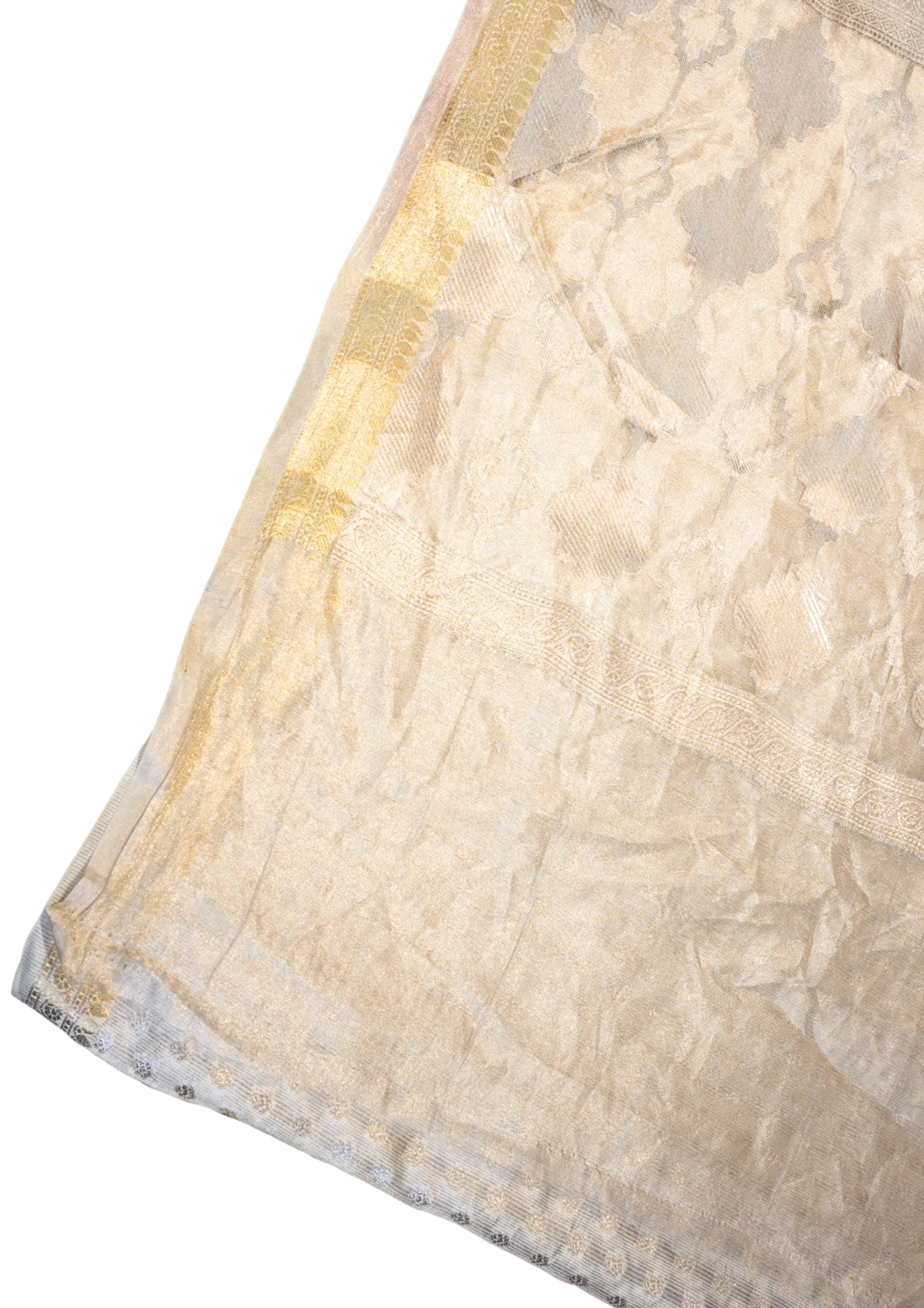 "VIRASAT 250" Banarasi Silver-Gold Tone Pure Katan Tissue Silk Saree