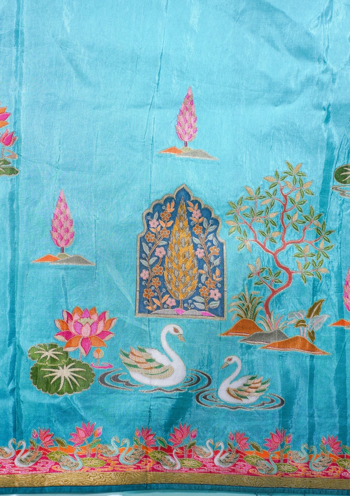 "Waah Banaras 079" Banarasi Aqua Blue Meenakari Pashmina Silk Saree