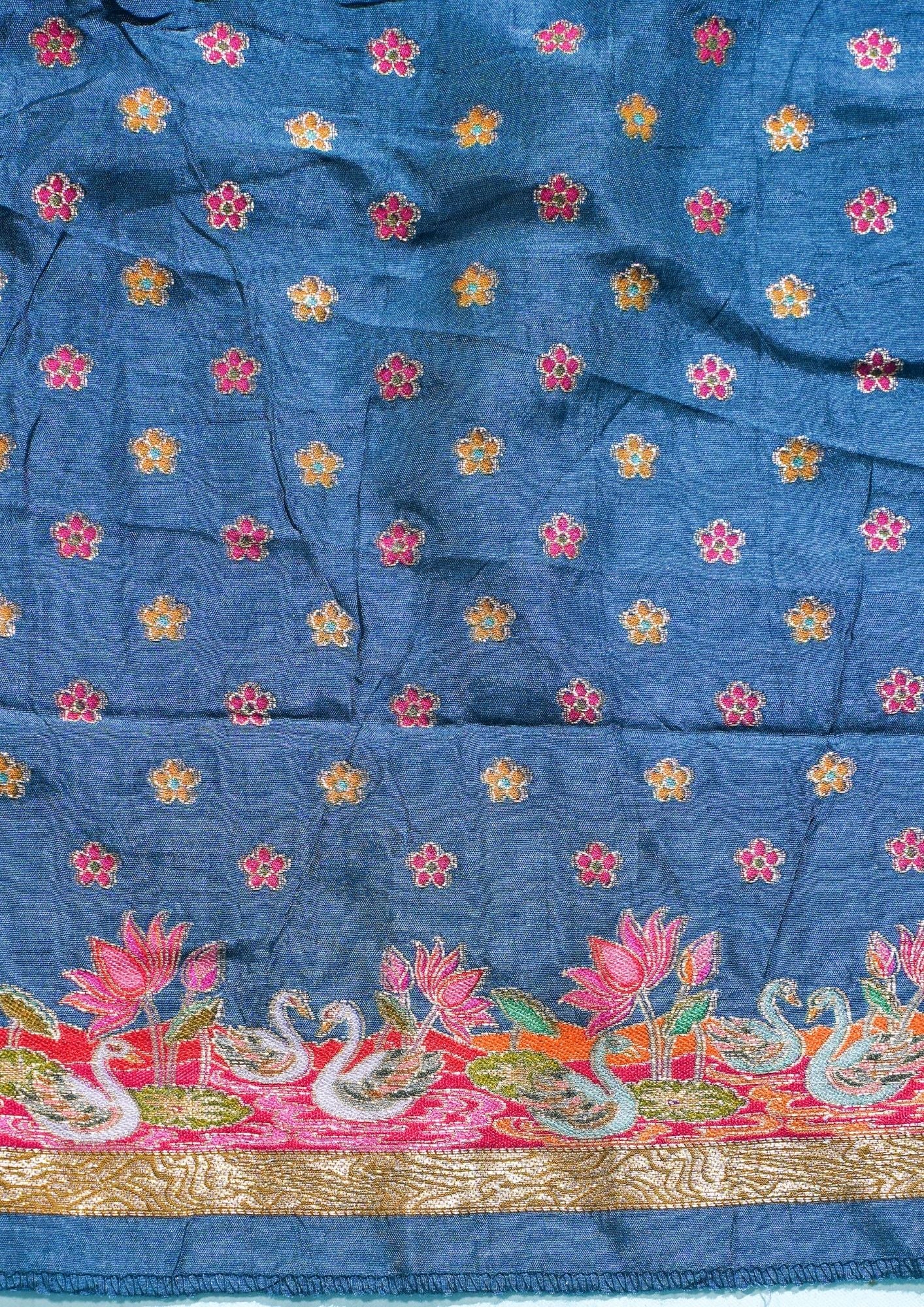 "Waah Banaras 079" Banarasi Aqua Blue Meenakari Pashmina Silk Saree