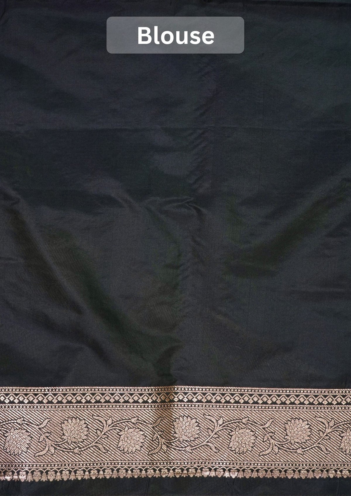 VIRASAT 408: Pure Black Handloom Katan Silk Saree with Sona Rupa Zari & Meenakari Border-Pallu (Silk Mark Certified)