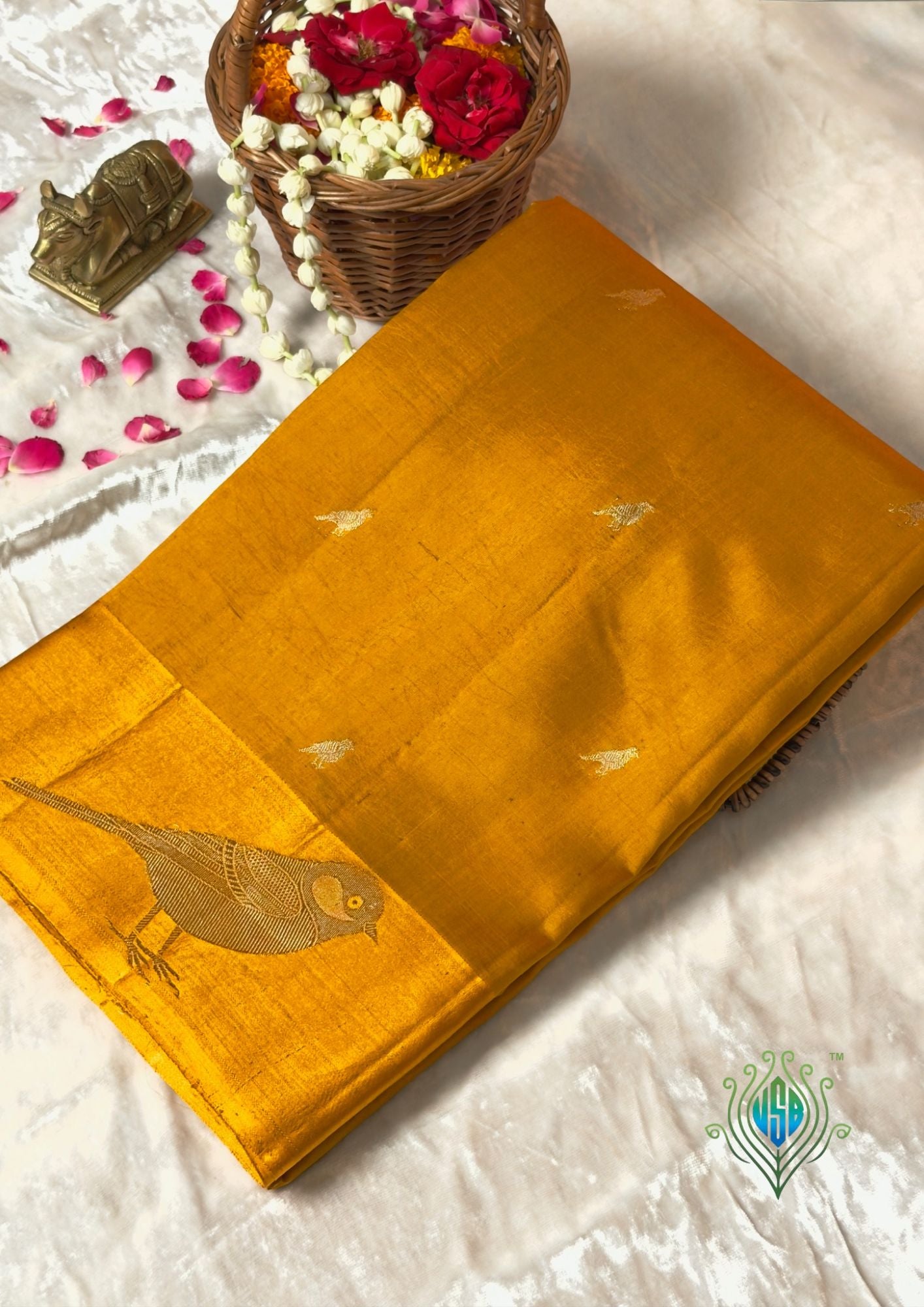 VIRASAT 371: Chocolate Brown Pure Mulberry Silk Saree with Zari Work