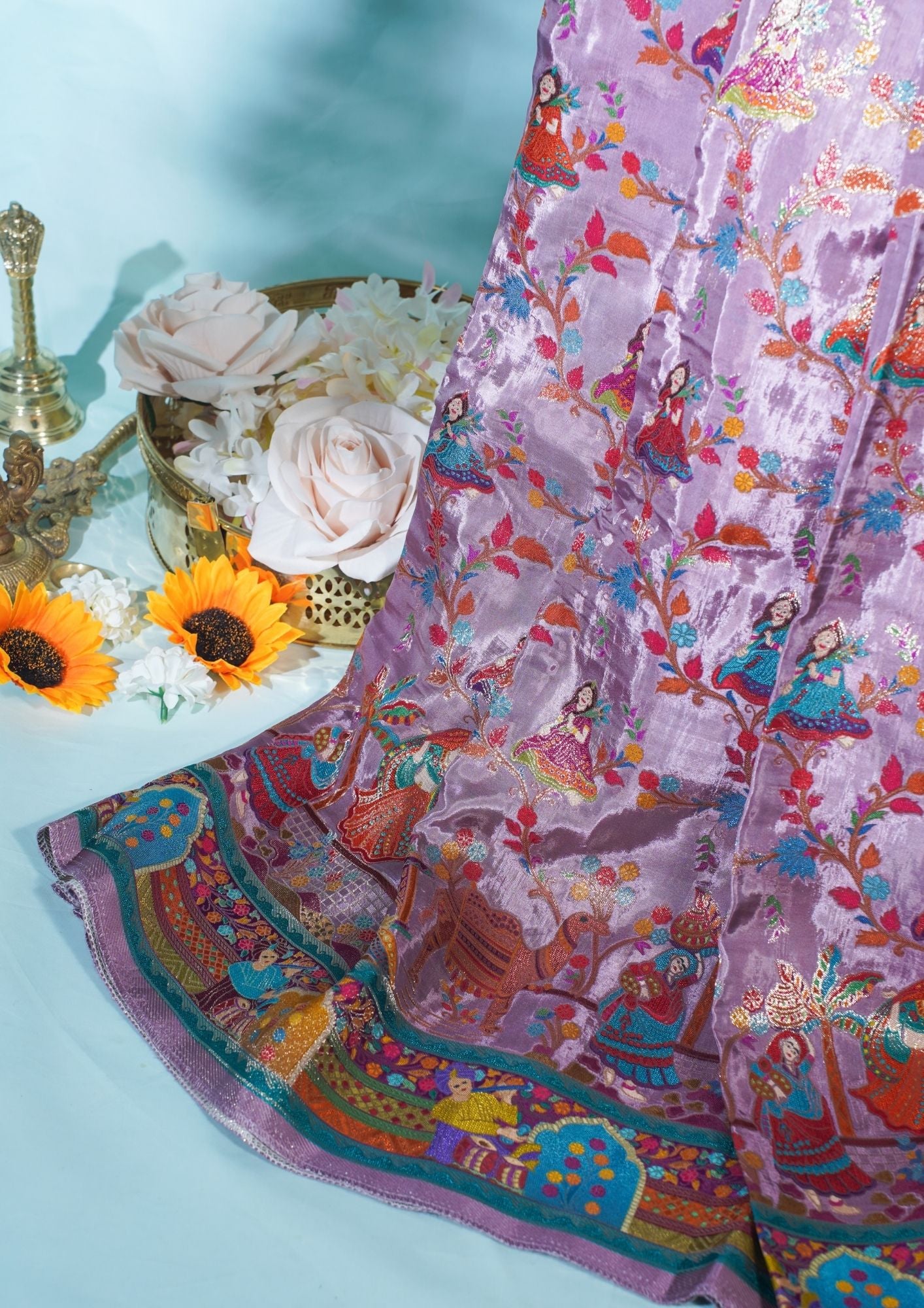 "Waah Banaras 077" Banarasi Lavender Meenakari Mashru Silk Saree