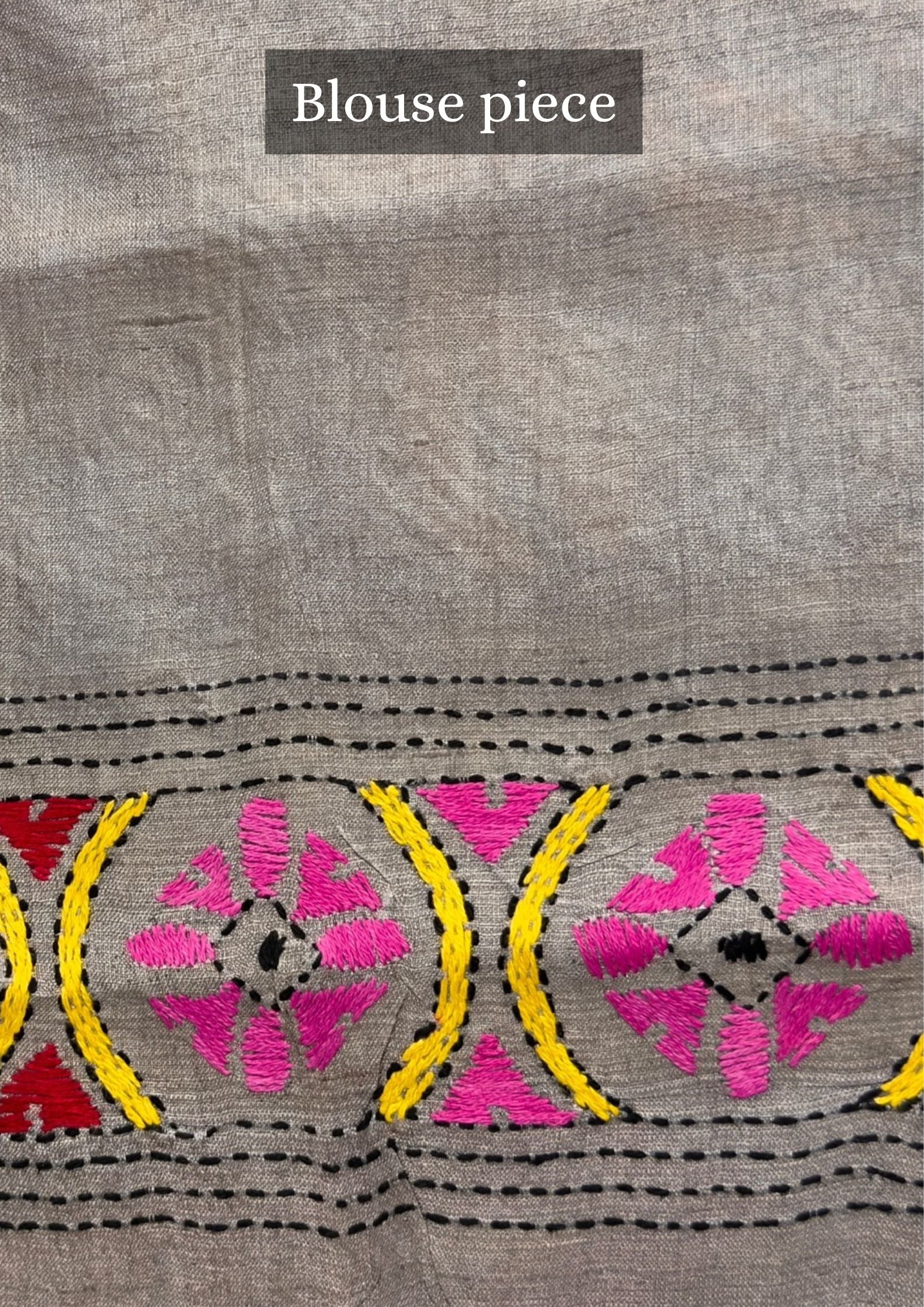 VIRASAT 362: Champagne Rose Pure Tussar Silk Saree with Multicolor Cross Stitch Art | Silk Mark Certified