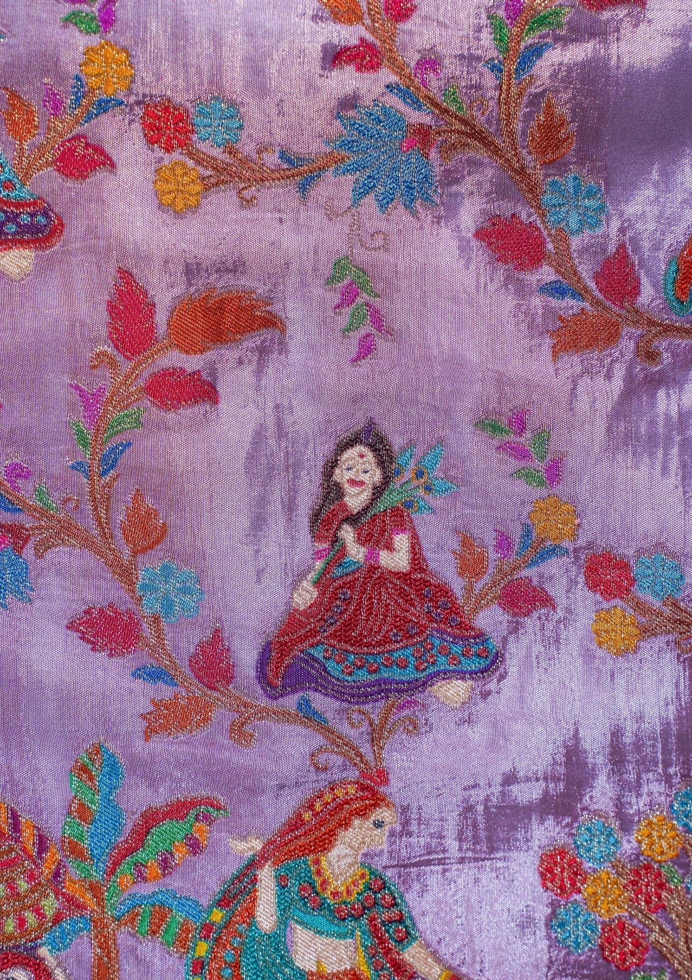 "Waah Banaras 077" Banarasi Lavender Meenakari Mashru Silk Saree