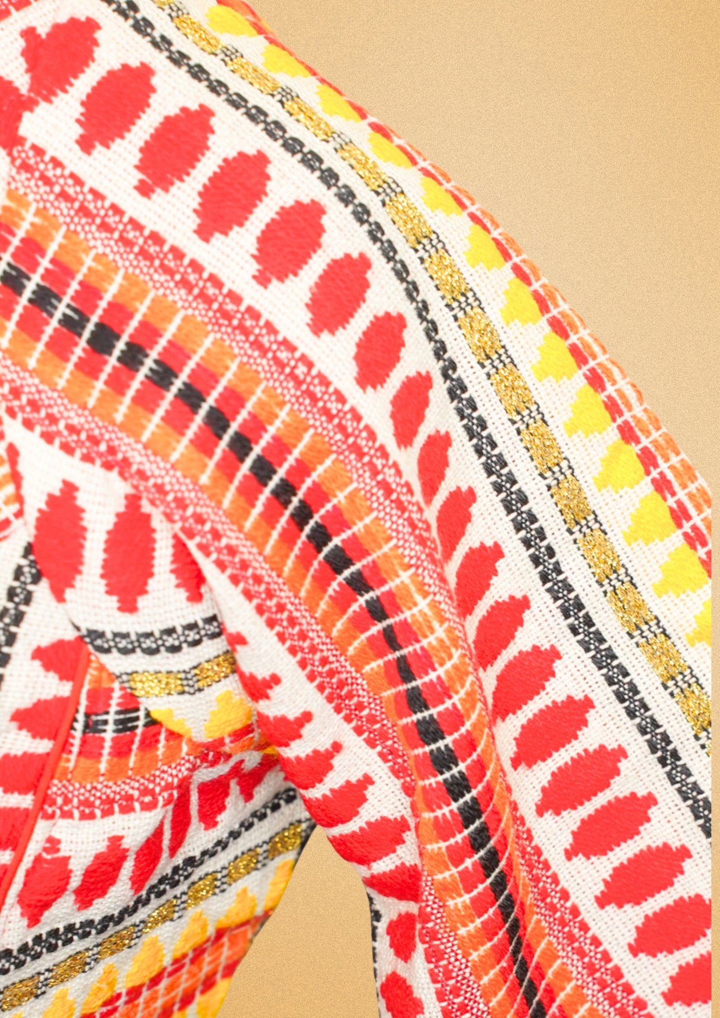 "RDM BL 009" Banarasi Vibrant Blouse with Geometric Weave & Multicolor Pattern