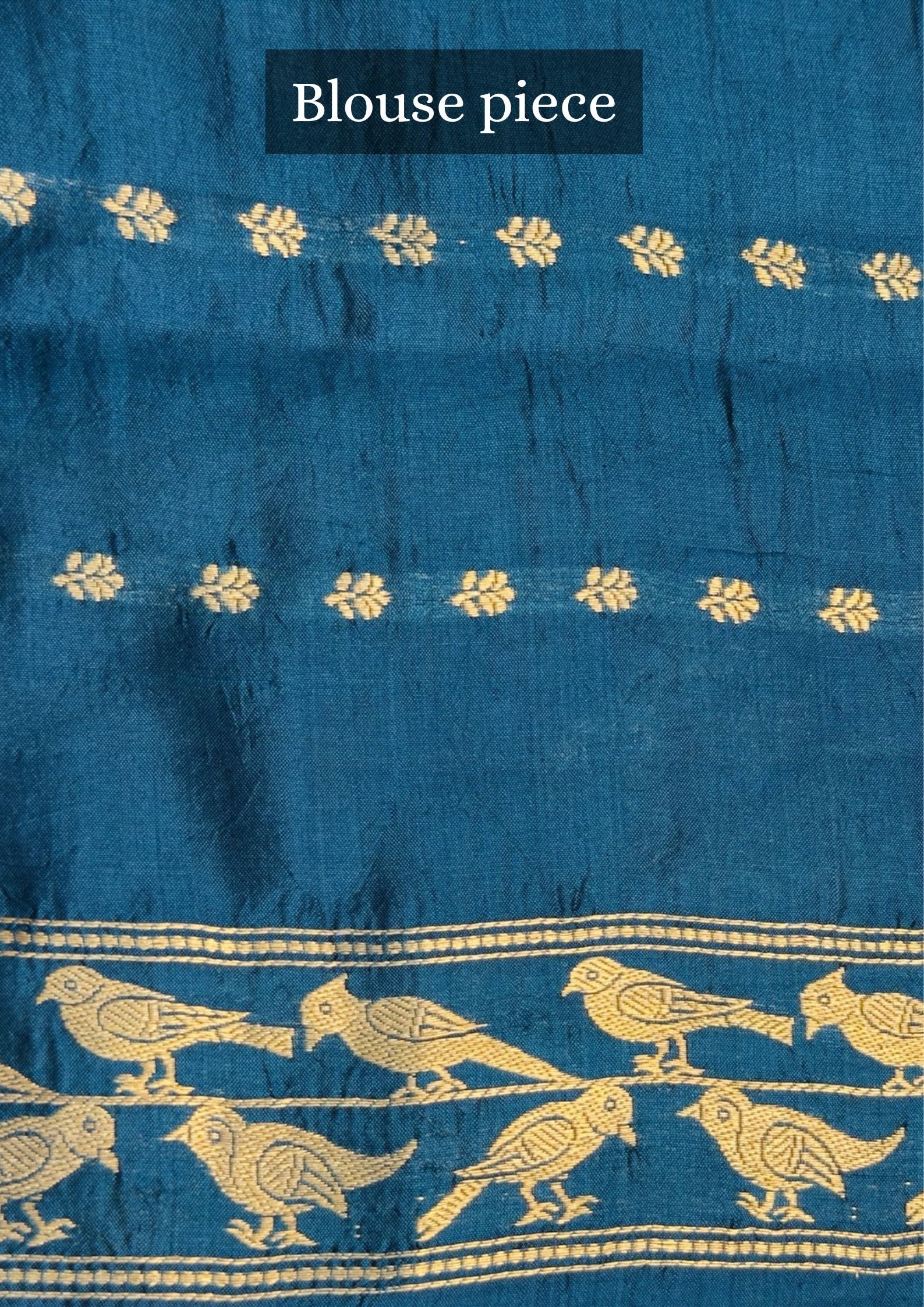 VIRASAT 372: Teal Blue Pure Mashru Silk Saree with Zari Bird Motifs