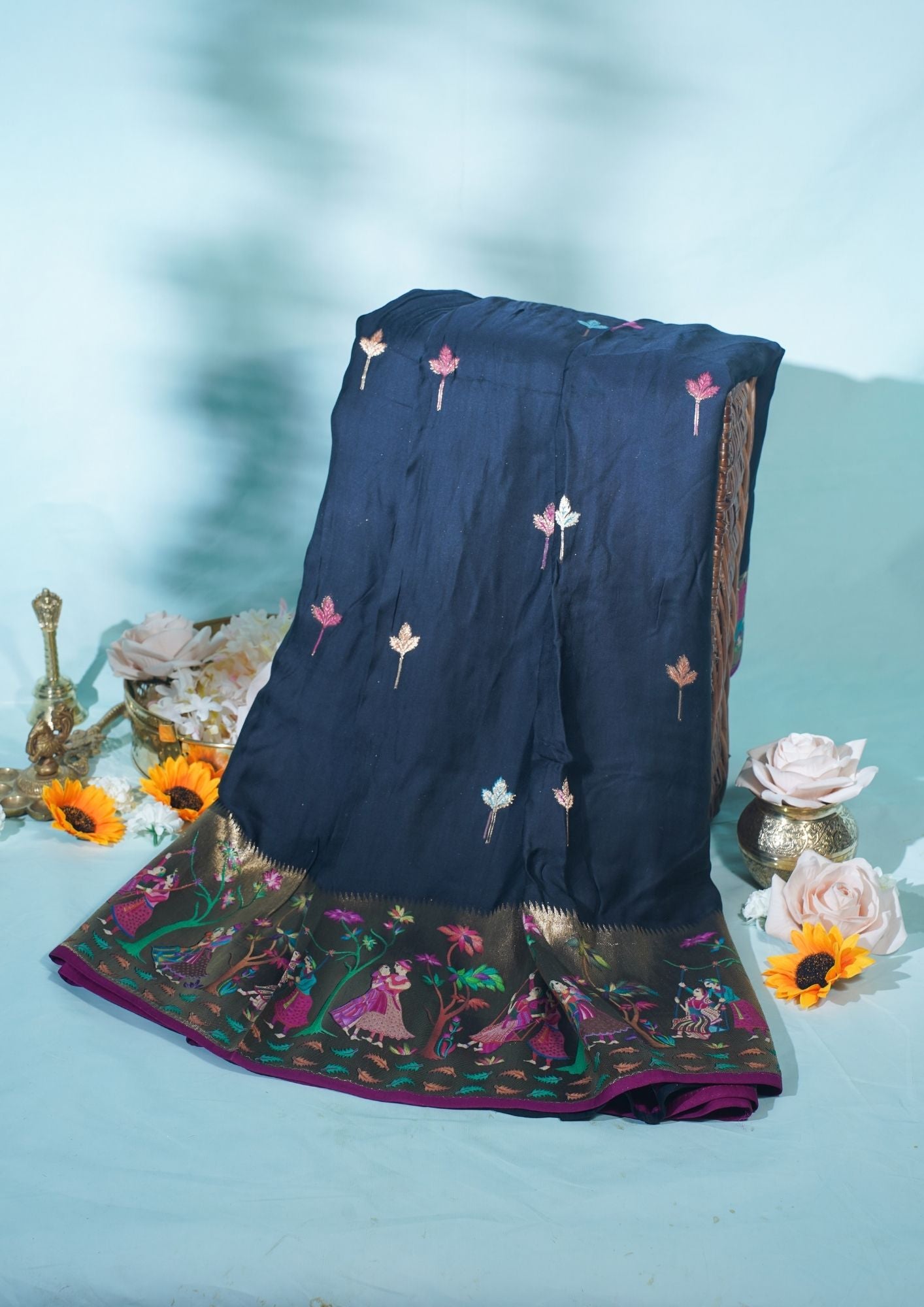 "Waah Banaras 76" Banarasi Black Meenakari Mashru Silk Saree