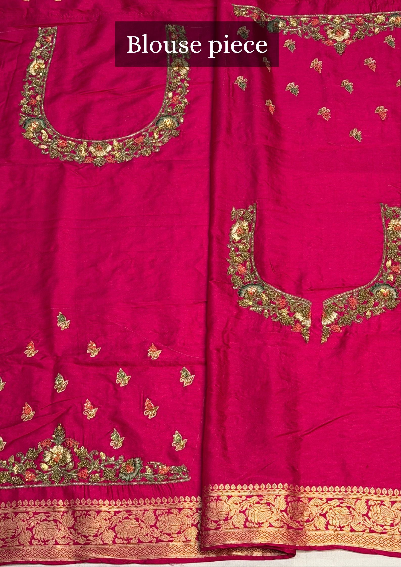 VIRASAT 388: Royal Pink Pashmina Silk Saree with Meenakari Parsi Work & Zardozi Handwork