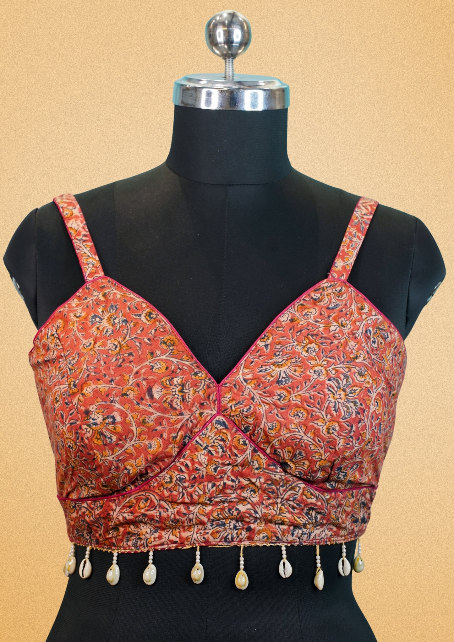 "RDM BL 002" Banarasi Designer Blouse with Shell Tassels