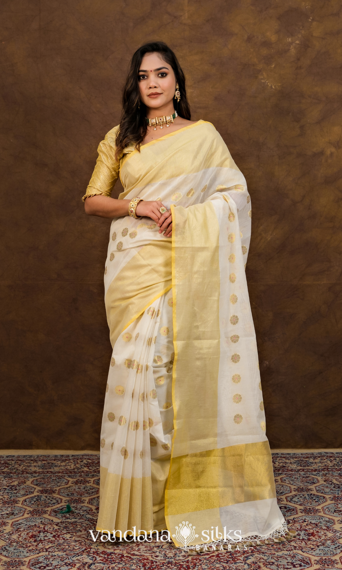"UTSAV BANARAS 019" Nita Ambani Inspired Pure Banarasi Chanderi Cotton Saree - Queen